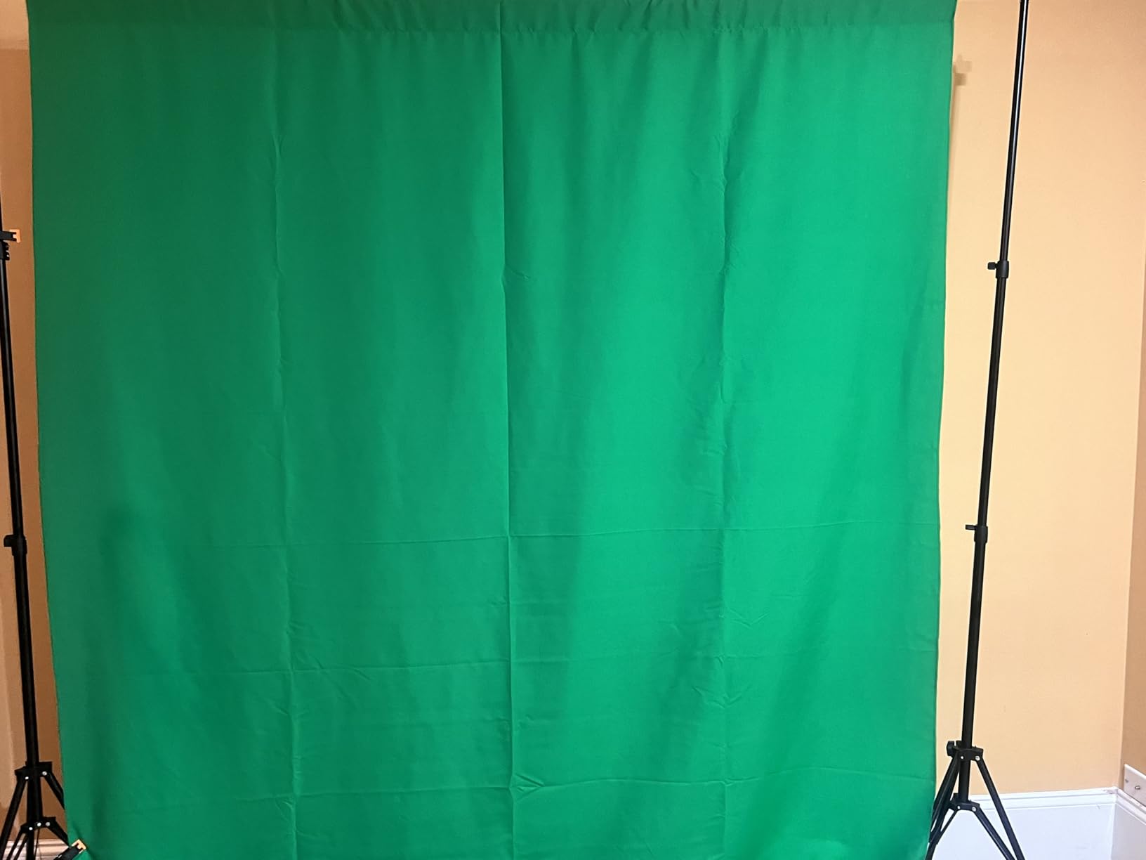 2 in 1 Green Backdrop Stand Kit, 6.5x6.5 ft Portable Dual Rod Stand kit with 6x7ft Green Backdrop-Premium Polyester for Video Streaming, Portrait Photoshoot, Wall Mounted, Parties customer photo 1