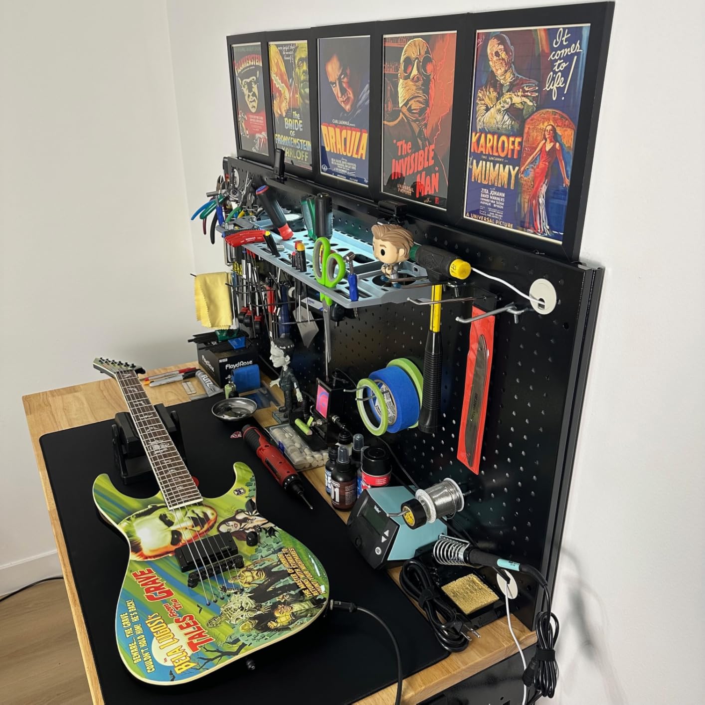 CAMMOO 48x24 Inch Garage Work Bench with Storage, Pegboard & Power Strip | Heavy Duty Adjustable Workbench With 2000 lb Load, Rubberwood Top, LED Light & ETL Outlets For Garage Workshop customer photo 2