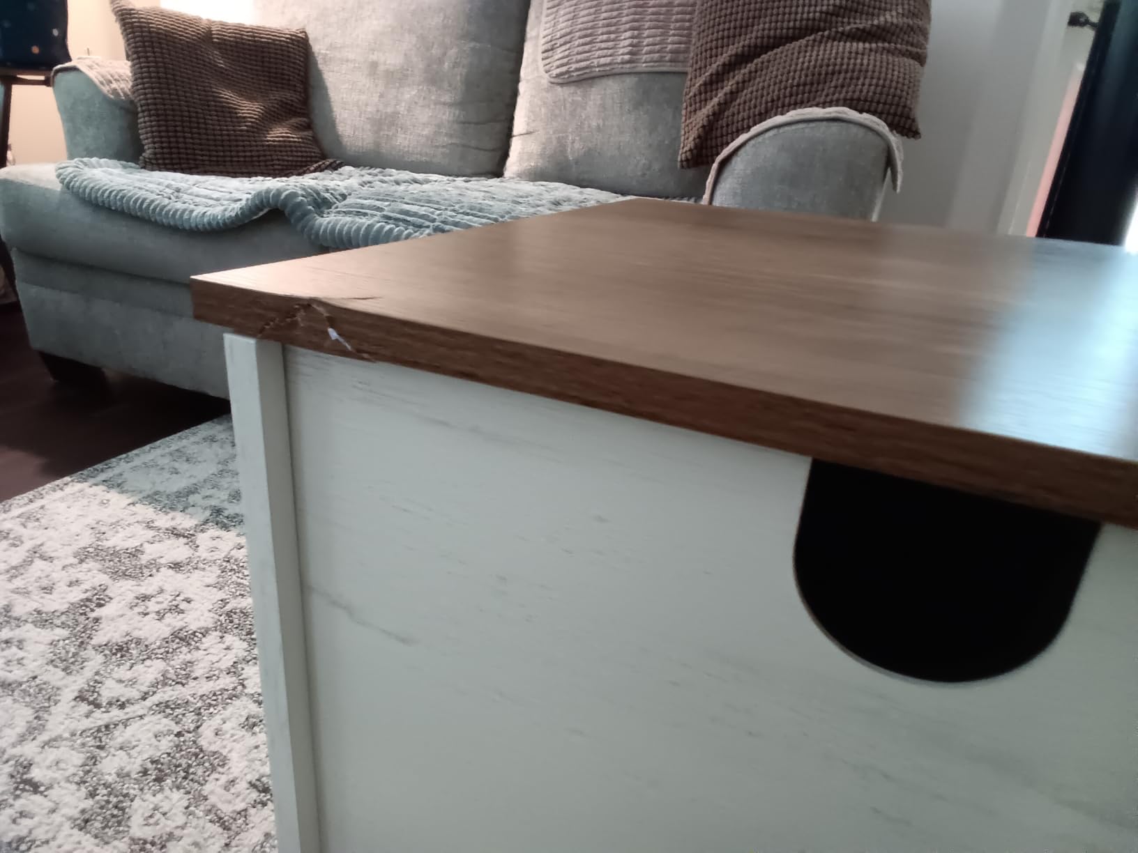 VASAGLE Farmhouse TV Stand for TVs up to 80 Inches, Entertainment Center with Storage Cabinets and Sliding Barn Doors, Media Console Table for Living Room, Rustic White and Honey Brown ULTV537W01 customer photo 1