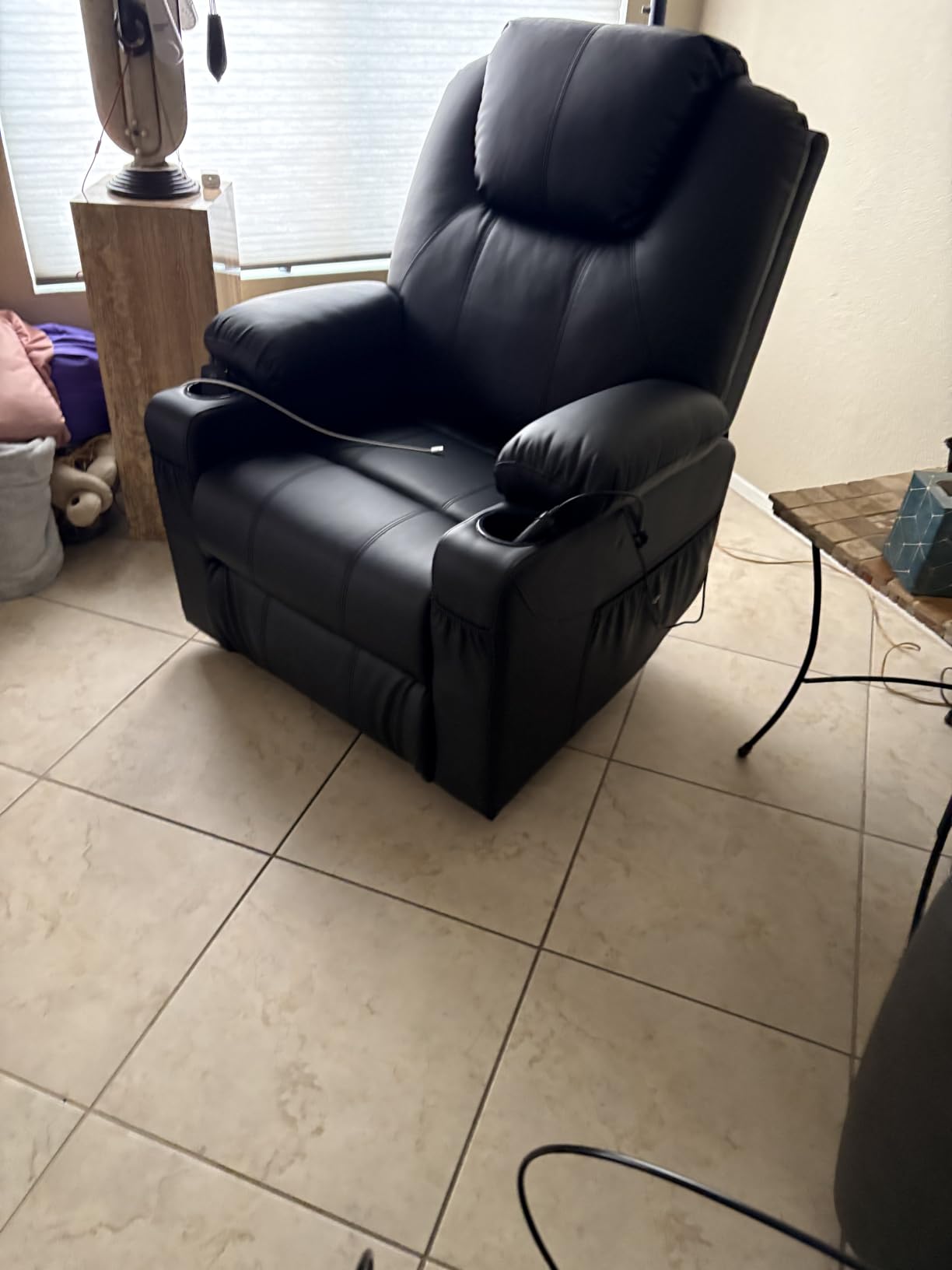 MCombo Oversized Power Lift Recliner Chair for Elderly, Lift Chair with Heat and Massage for Big and Tall, USB&Type C Ports, Cup Holders, Faux Leather R7510 (Dark Brown, Large-Wide) customer photo 1