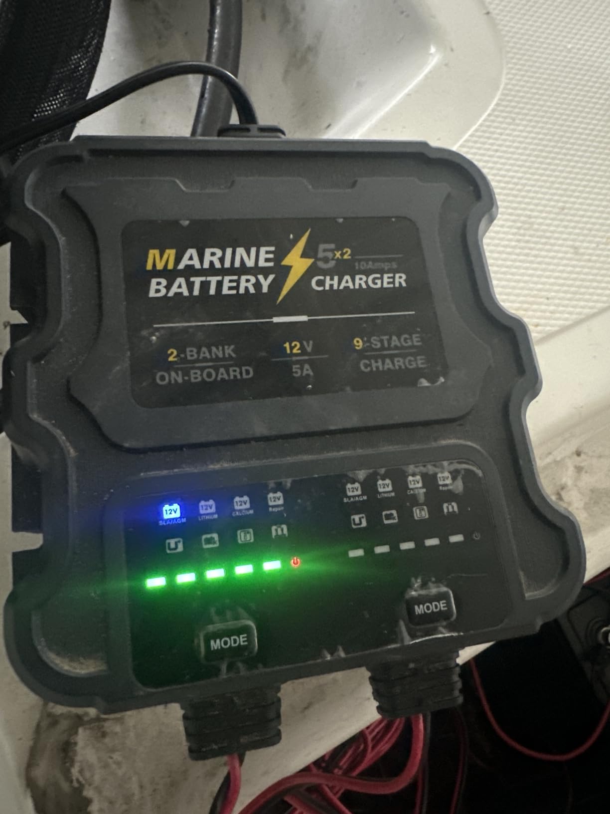Smart 2 Bank Marine Battery Charger, 10A (5A/Bank), 12V, Waterproof, LiFePO4 Lithium Battery Charger Maintainer and Desulfator customer photo 1