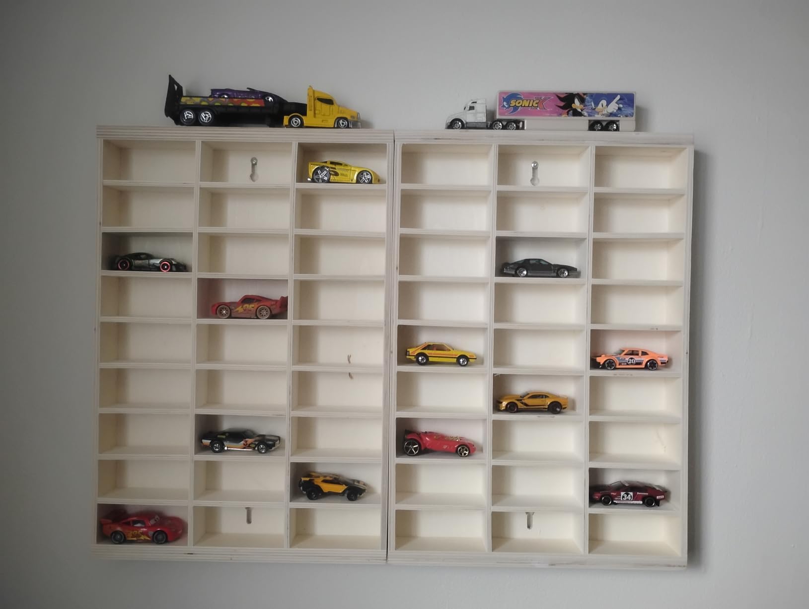 1:64 Model Car Wooden Display Case,54 Space,Storage Display Shelf,for 1/64 Scale Toy Cars,Wall Mount ,Model car Display Organizer,Collapsible Toy Car Storage(Only case) customer photo 1