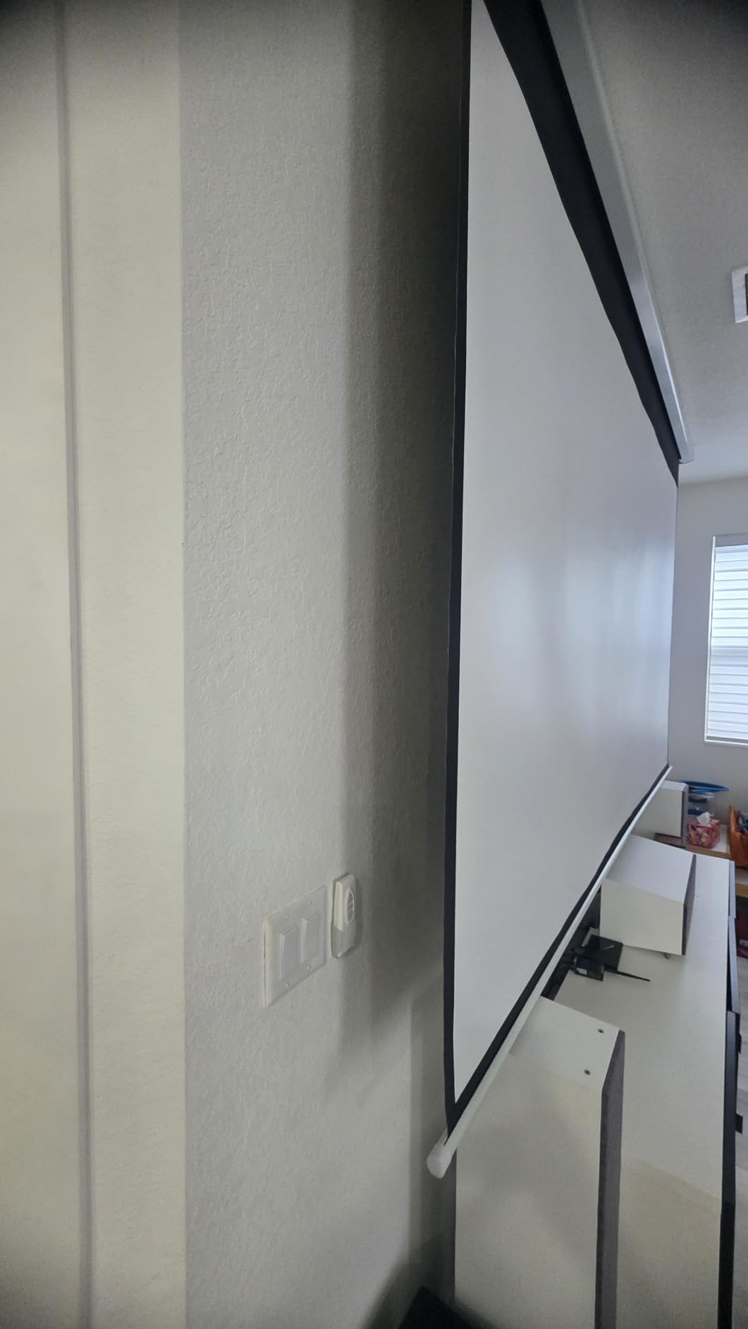 ALR Tensioned Motorized Projector Screen by SilverMagic - Tab Tensioned and Modern Design Gray Screen with White Aluminum case for Home Theater/Living Room/Patio/Office/Classroom - 120 inch 16:9 customer photo 2