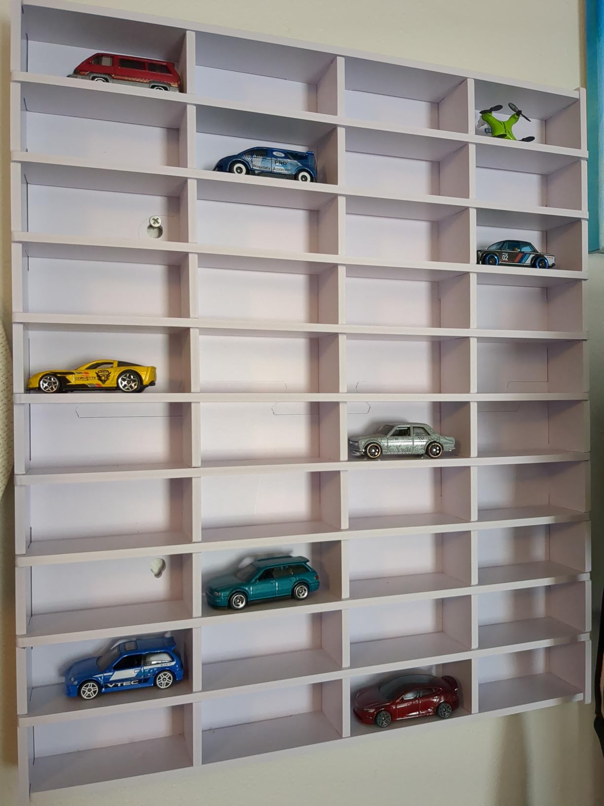 Krafetto 40-Slot Toy Car Display Shelf for 1/64 Cars, Wall Mount | Keeps Diecast Model Cars Visible, Organized and Easy to Reach customer photo 2