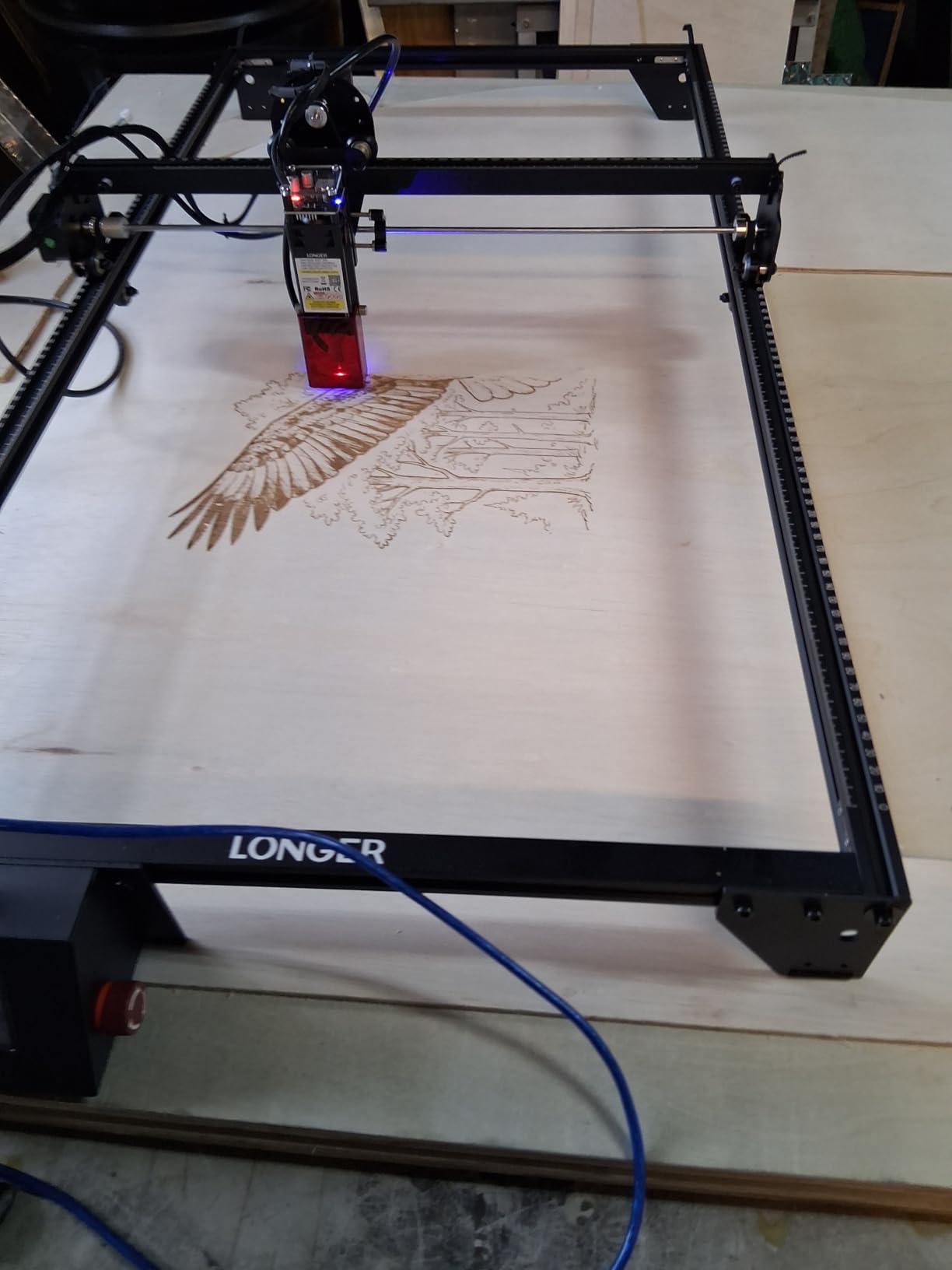 RAY5 Laser Engraver, 20000mW Laser Cutter with Y-Axis Extension Area | 24000mm/min, with Air Assist, 3.5