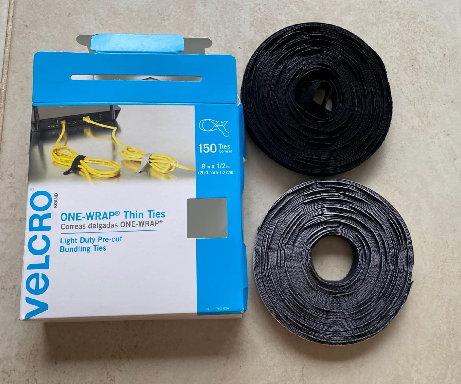 VELCRO Brand Reusable Cable Ties, Cord Management, 6in, Black, 100 Pack | Wire And Cable Management Straps For Electronics, Desks, Home Offices, Workstations And Gaming Setups; Adjustable customer photo 1