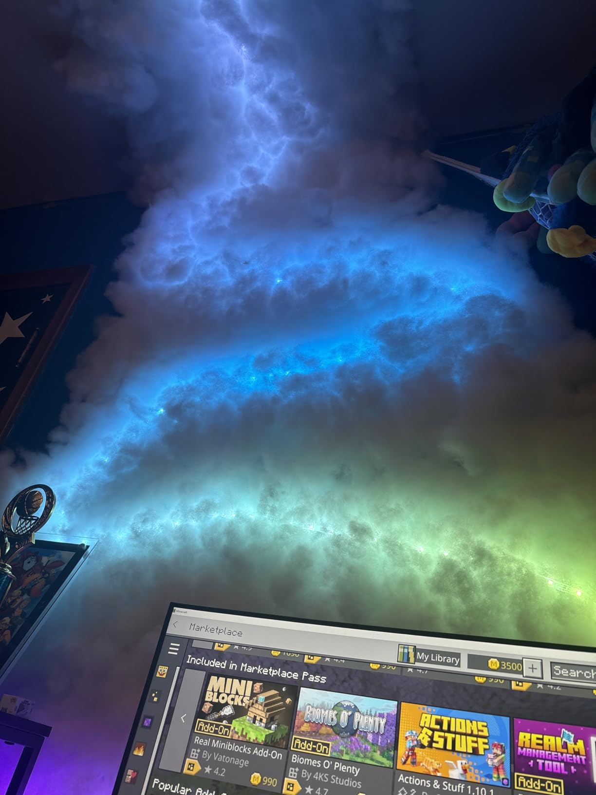 Cloud LED Lights for Ceiling. 3D Thunder Clouds RGB Light with Music Sync | 11.5Ft Thundercloud Color Changing LED Storm Strips & DIY Cotton kits, RGB Night Light For kids Room Gaming Room Décor customer photo 2