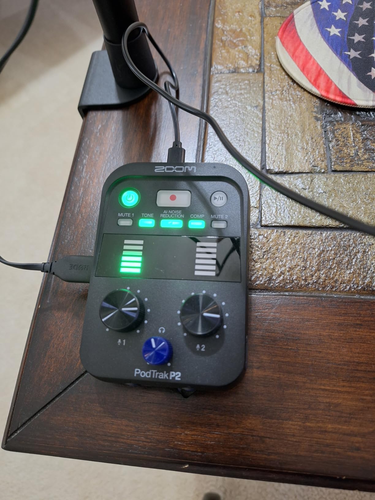 Zoom PodTrak P2 Podcast Recorder with 2 USB Mic Inputs & AI Noise Reduction | 2 USB Mic Inputs, 2 Headphone Outputs, Tone and Comp Effects, SD Card, Battery Powered customer photo 1