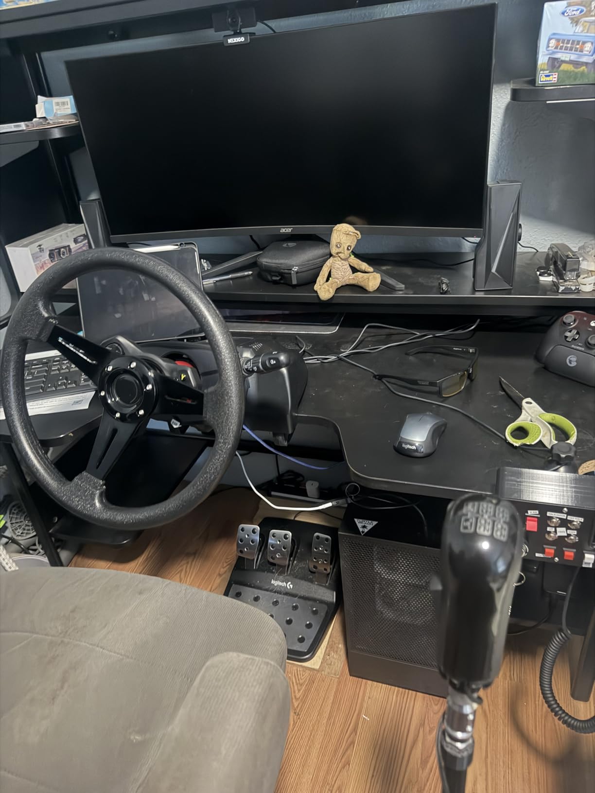 Obokidlyamor Simulator American Truck Button Box For G27/G29/G920/G923 With Mic PTT Microphone;PC 16 Customizable Button Central Control Box ATS/ETS2 for MOZA R3/R5/R9/R12 Base customer photo 1