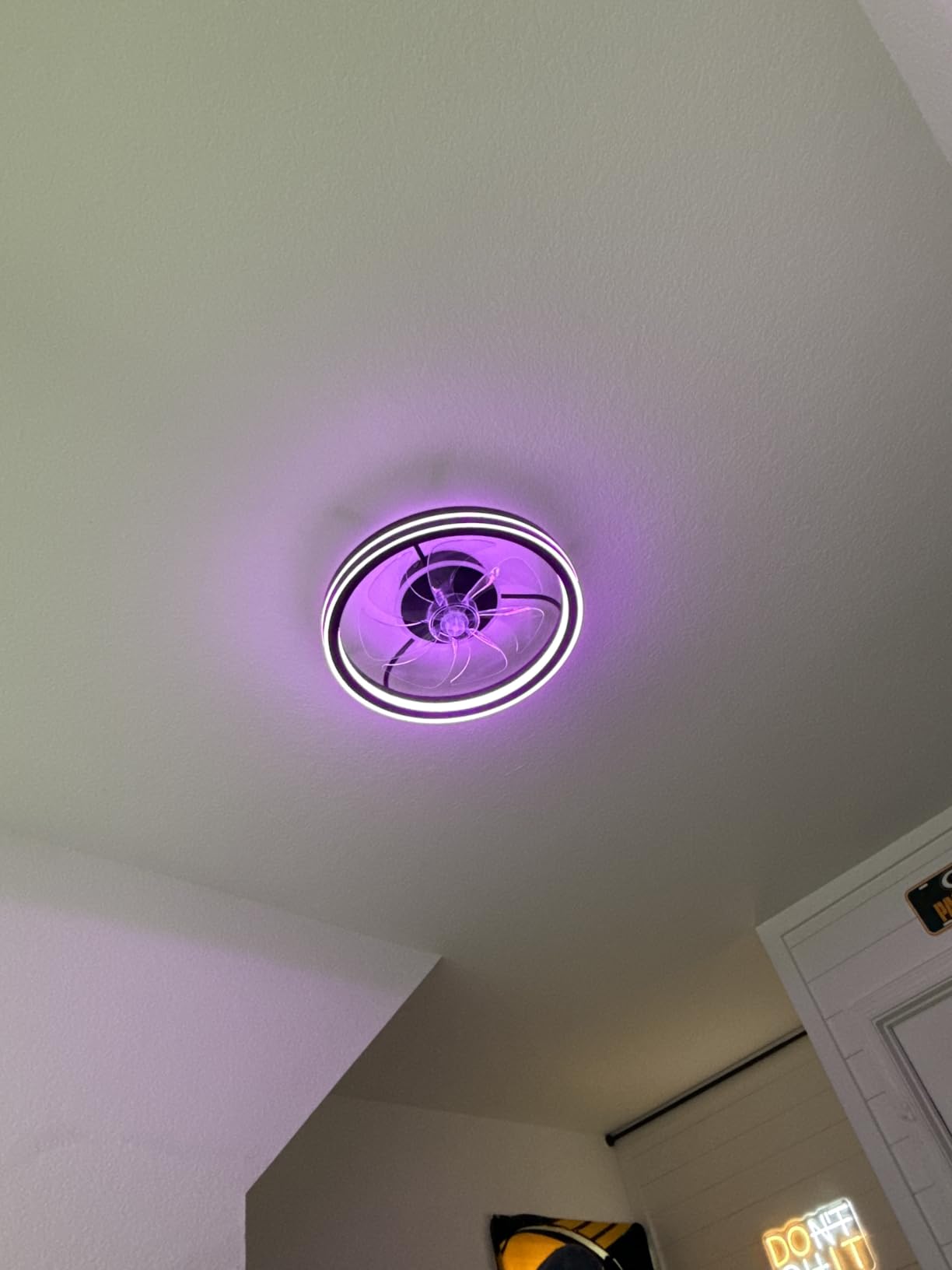 Lumary Smart Ceiling Fans with Lights and Remote, WiFi & Bluetooth Low Profile Ceiling Fan with 2200K Nightlight for Bedroom, RGBAI & 42 Scenes Mode, Flush Mount Easy to Install, 5000 Lm, 19 in Black customer photo 1