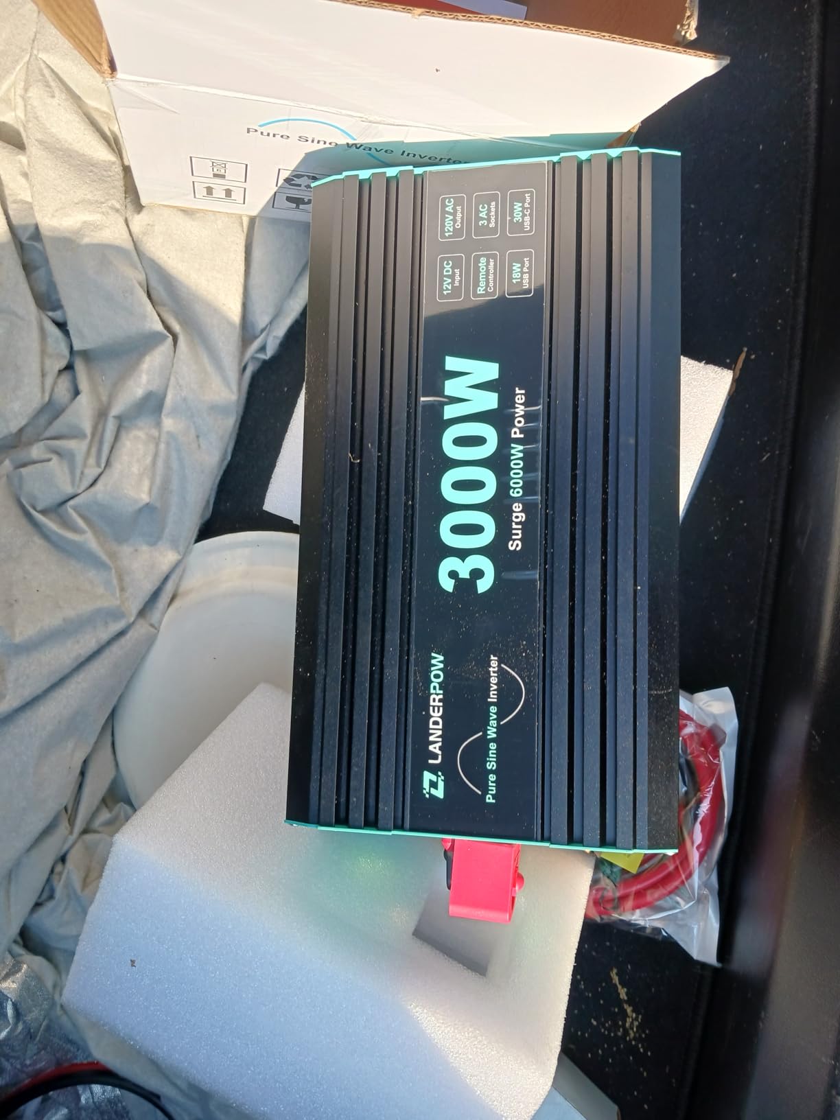 3000W Pure Sine Wave Inverter 12V DC to 120V AC 6000W Peak for RV | Power Inverters for Truck, Vehicles, Solar, Off-Grid with 3 AC Outlets, 30W USB-C, 5V/3.1A USB, Hardwire Port, Remote Control customer photo 2