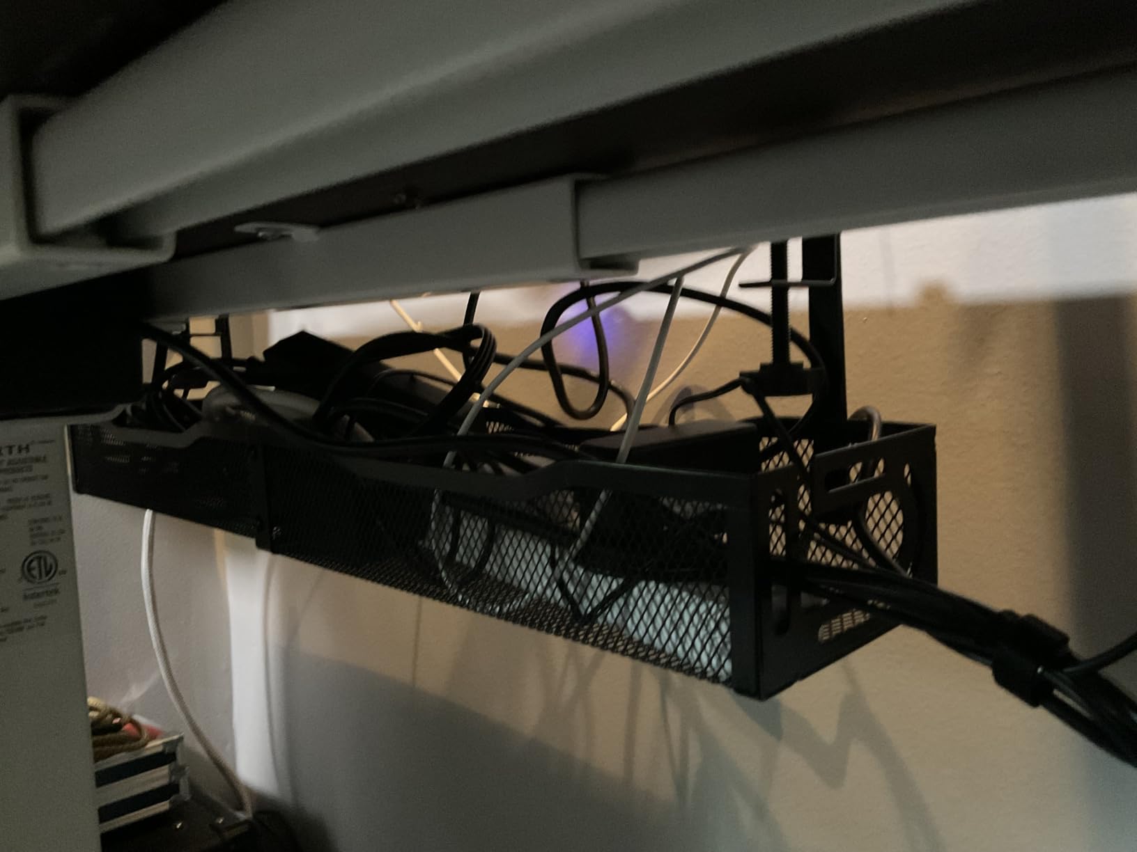 Cable Management, 25'' Cable Management Under Desk No Drill, Metal Cord Organizer with Clamp for Standing Desk, Cable Organizer for Home Office, Black customer photo 1