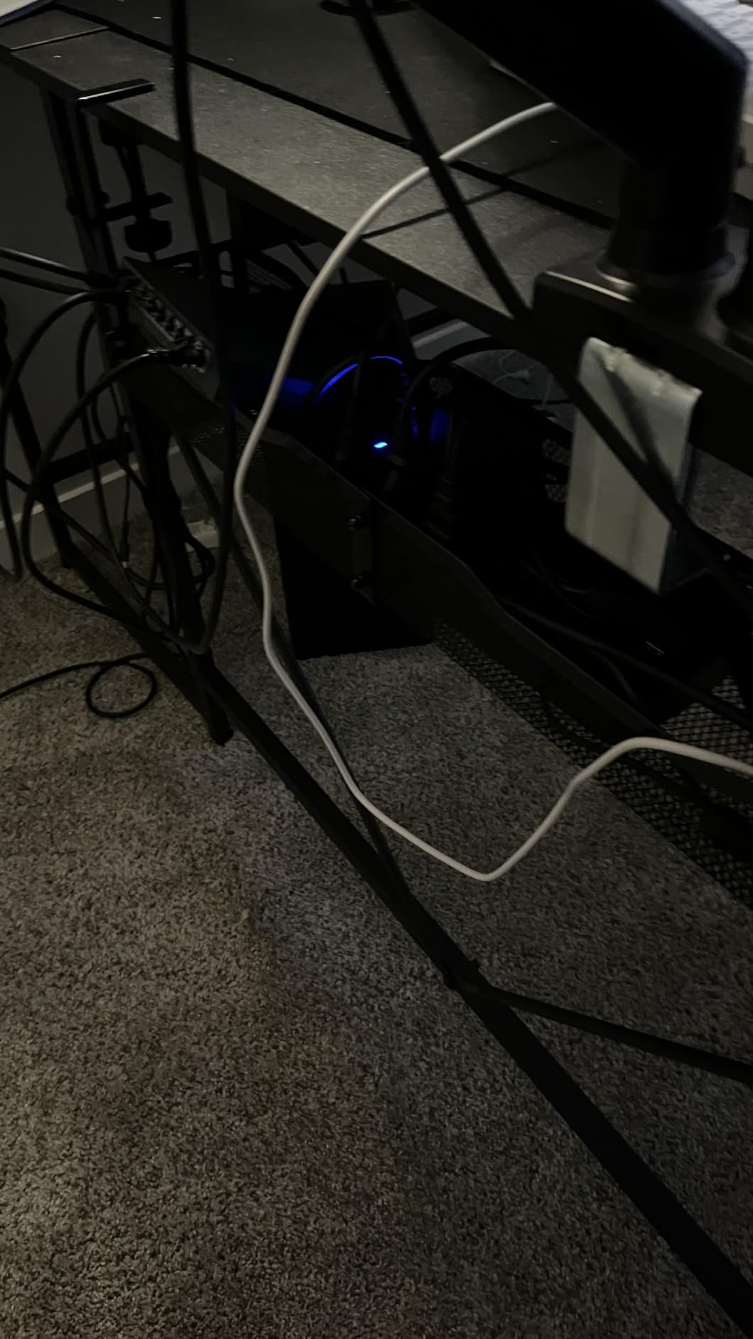 Cable Management, 25'' Cable Management Under Desk No Drill, Metal Cord Organizer with Clamp for Standing Desk, Cable Organizer for Home Office, Black customer photo 2