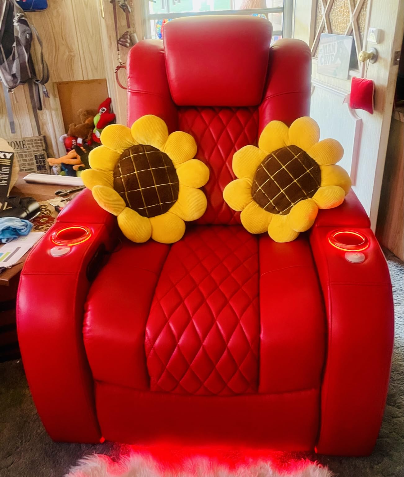 Seatcraft Diamante Brown Italian Leather Home Theater Seating, Zero Gravity Power Recliner Gaming and Home Office Chair, Powered Headrest Lounge Sofa Furniture for Cinema Room, Single Recliner customer photo 1