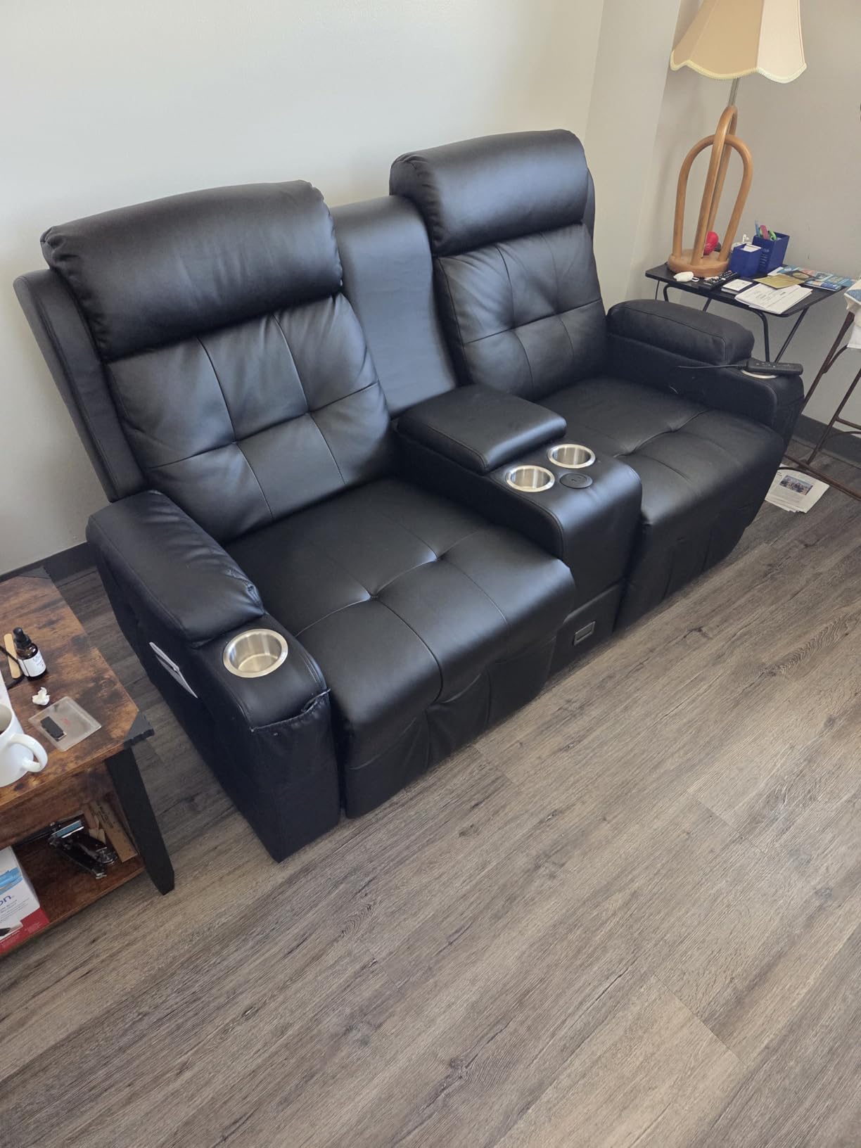 RV Loveseat Recliner Sofa, Home Theater Seating with Console & Massage | Reclining Loveseat with USB, Wall Hugger RV Couch Movie Theater Chairs, RV Furniture with Cup Holders, Drawer for Gaming Room customer photo 1