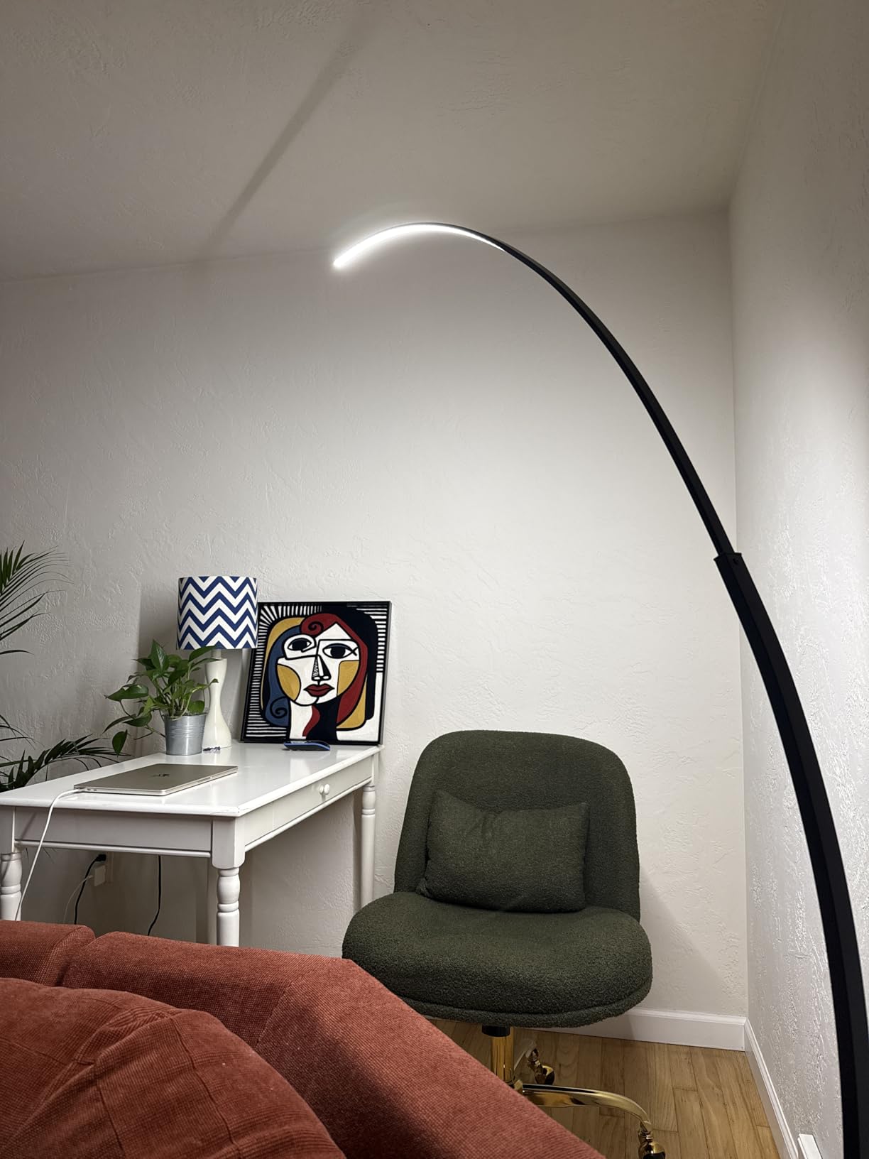 RGB Floor Lamp with 3 Color Temperatures, Ultra Bright 1800LM Smart Arc LED Floor Lamp with Remote Control, Music Sync, Scene Modes, Modern Standing Tall Lamp for Bedroom Living Room Gaming Room-Brown customer photo 1