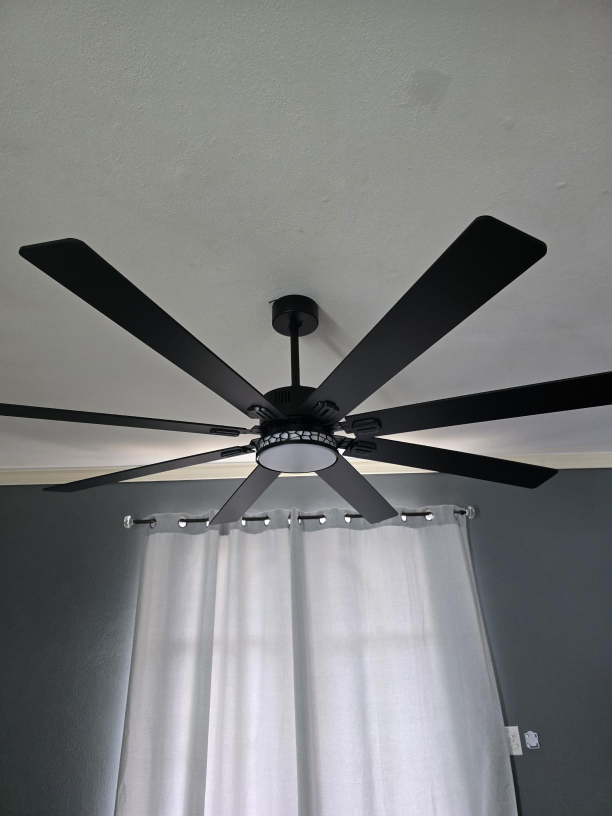 Large Ceiling Fans with Lights: Modern 72 Inch 8 Blade Outdoor Ceiling Fan with Remote APP Control - Dimmable Black Big Fan Light Indoor Reversible 6 Speed Quiet DC Motor customer photo 2