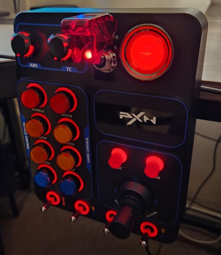 PXN Multi-functional Sim Racing Button Box for Windows PC, CB1 USB PC Racing Simulator Instrument Center Control Button Box with 30 Programmable Buttons and Adjustable RGB Lighting customer photo 1
