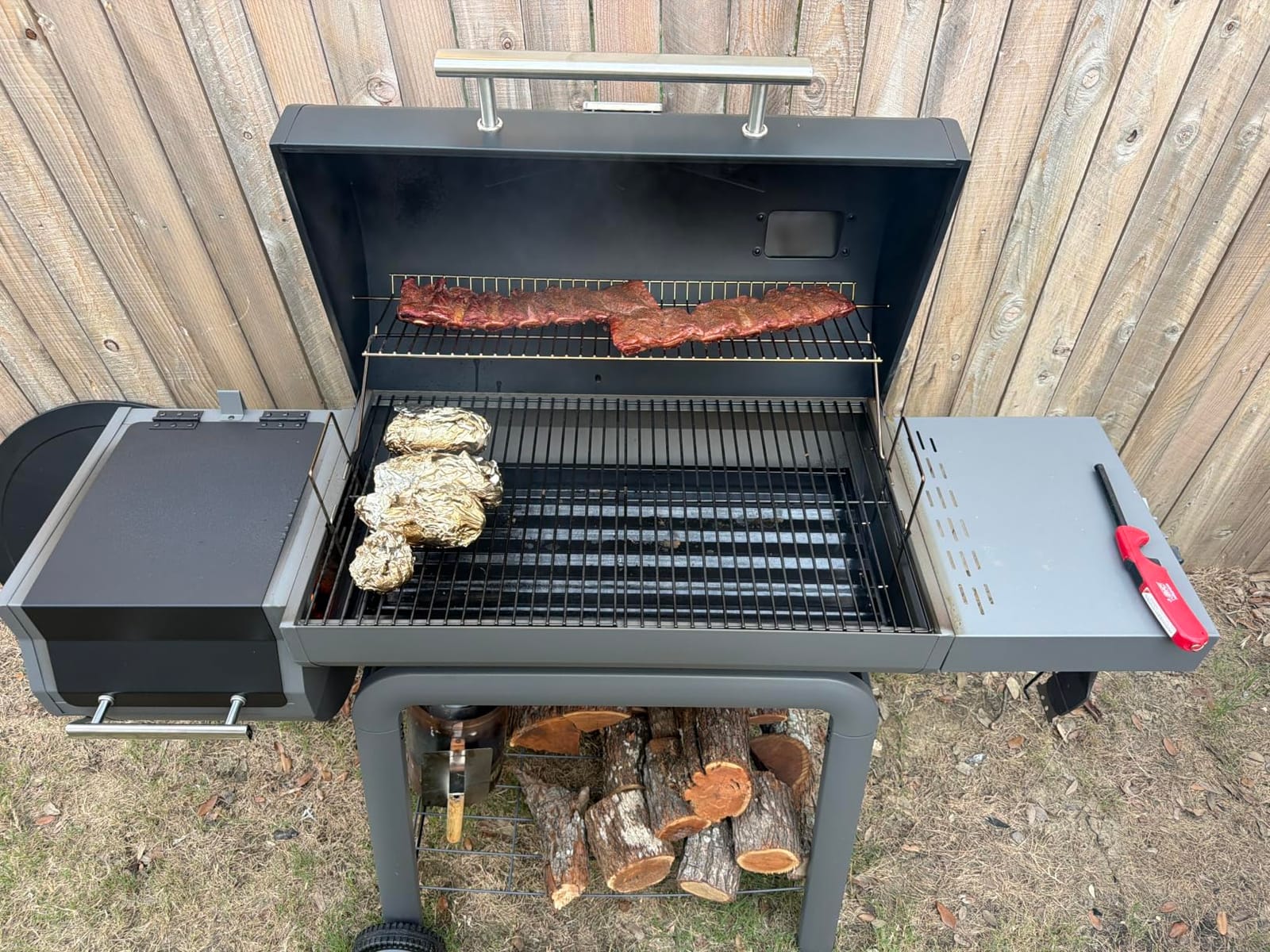 Feasto Heavy-Duty 30-Inch Charcoal Grill with Offset Smoker Grill | Side Table & 831 Sq. In Cooking Space, Outdoor BBQ Grill for Outdoor Barbecue in Backyard, Patio and Parties, Black customer photo 2