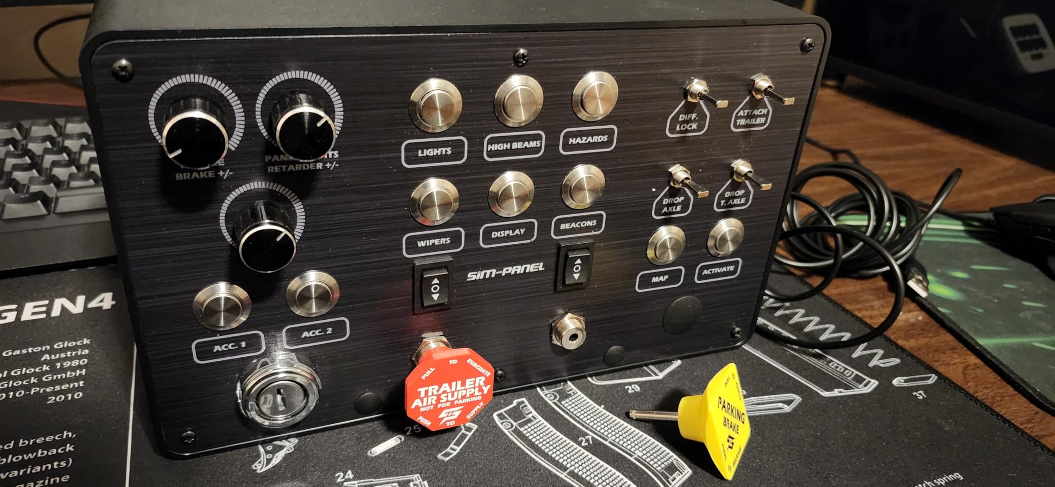 Sim-Panel Classic 2 Button Box for ATS/ETS2 (American Truck Simulator/Euro Truck Simulator) (Premium Black Brush Aluminum Finish) customer photo 2