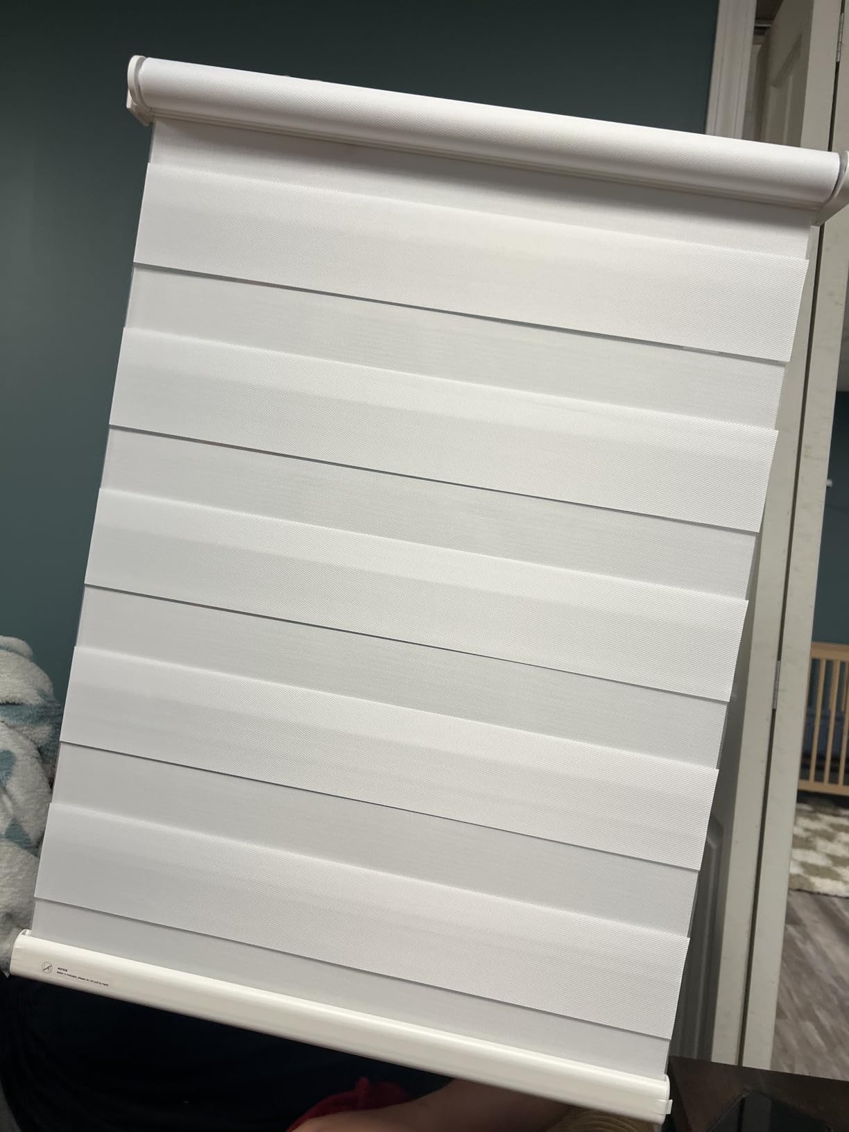 No Drill Electric Motorized Zebra Blinds, White 34.50