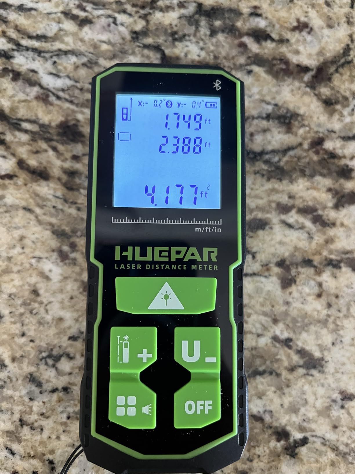 Huepar Bluetooth Green Laser Measuring Tool 200FT, S60-G-BT | APP Control, Green Beam, ±1/16