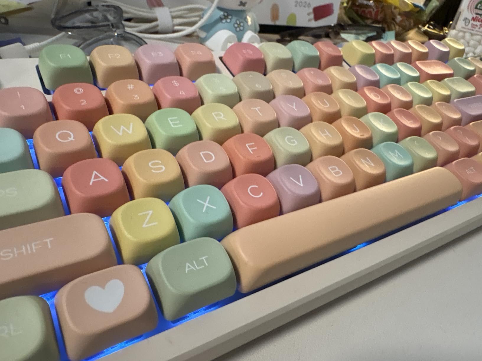 dagaladoo PBT Keyboard keycaps, Matcha moa keycaps, Green Frog | Dye Sublimation custom Keyboard caps, Cute keycaps for most Cherry Gateron MX Switches Mechanical Keyboards, 132-keys customer photo 2