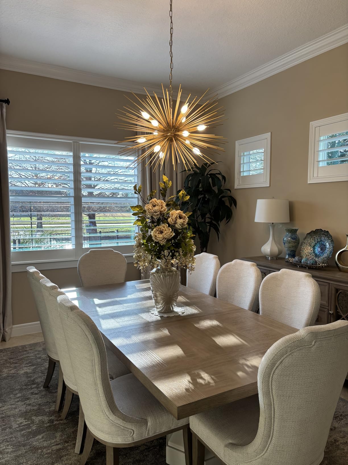 33.8in 12-Light Gold Sputnik Chandeliers Large Mid-Century Modern | Large Solid Metal Satellite Firework Urchin Light Fixture for Living Room Dining Room Foyer Entryway Bedroom, E12 customer photo 1
