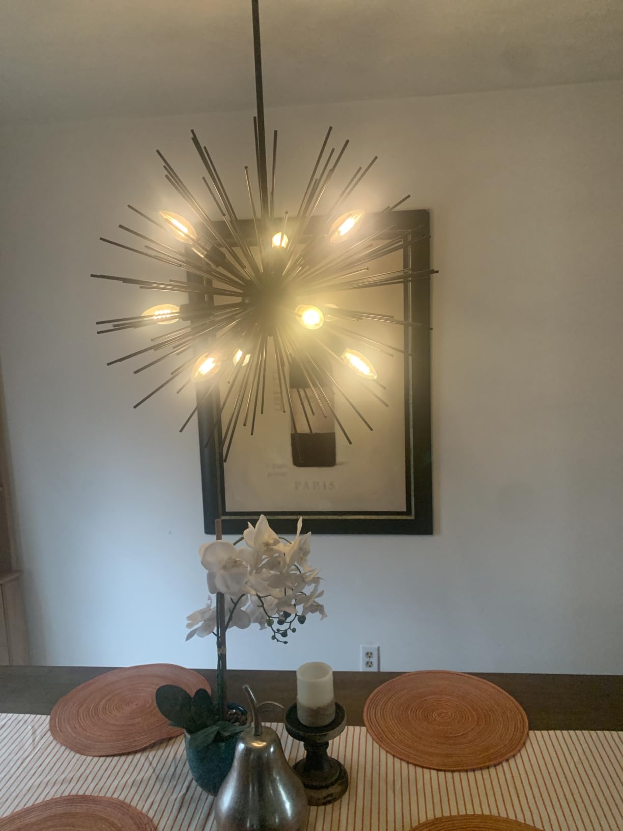 33.8in 12-Light Gold Sputnik Chandeliers Large Mid-Century Modern | Large Solid Metal Satellite Firework Urchin Light Fixture for Living Room Dining Room Foyer Entryway Bedroom, E12 customer photo 2