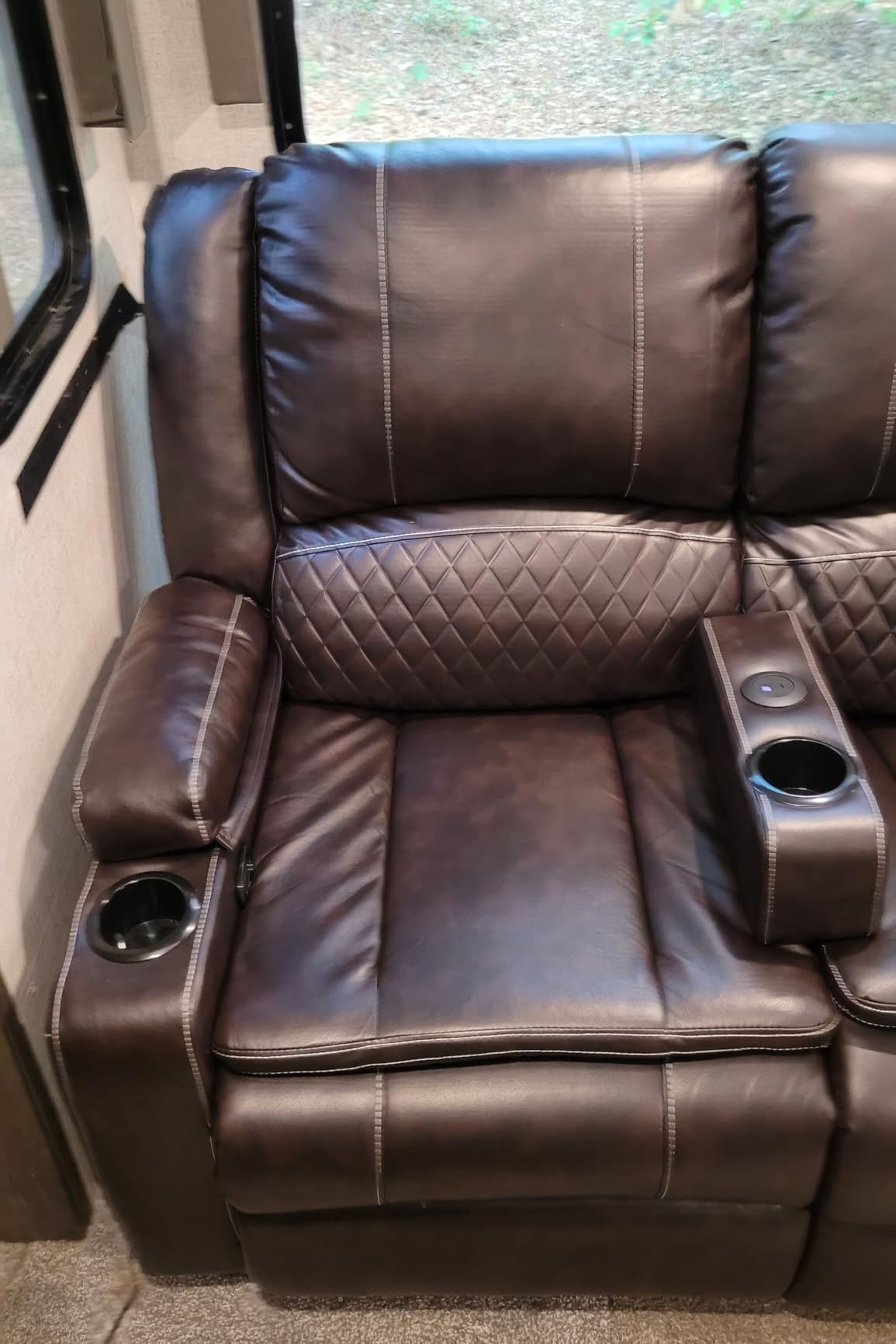 Manual Reclining Sectional Sofa Set, 5 Seats 1+1+3 Leather Reclining | Home Theater Seating with Removable Console, Recliner Sectional Couch with Storage, Reclining Sectional Couch Set with USB customer photo 2