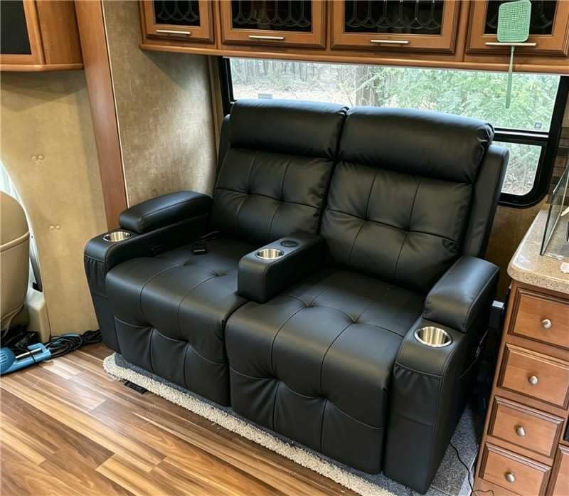 RV Loveseat Recliner Sofa, Wall Hugger Reclining RV Couch with USB | RV Reclining Loveseat with Massage, Pocket, Cup Holder, 150° Recline for RV Furniture, Travel Trailers & Home Theater Seating customer photo 1