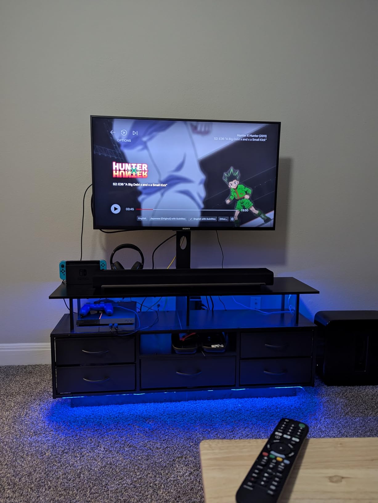 BTHFST LED TV Stand with Mount for Living Room, 55, 60, 70 TV, 6 Drawers | Black 51.2