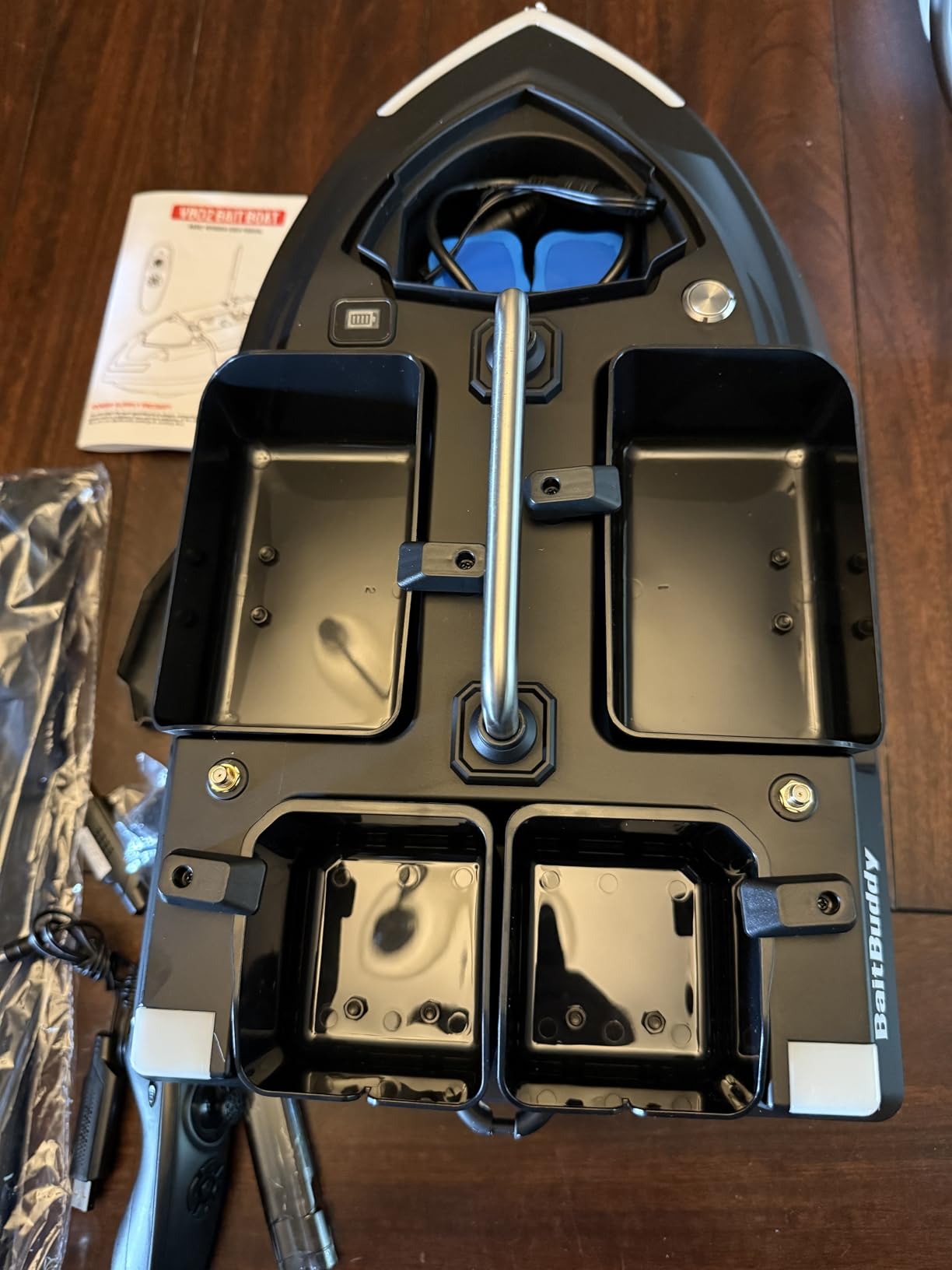 RC Bait Boat for Fishing, 4 Bait Hoppers, Dual 5200mAh Batteries | Line Drop Cruise Control LED Lights Hook Release Carry Bag Included customer photo 1