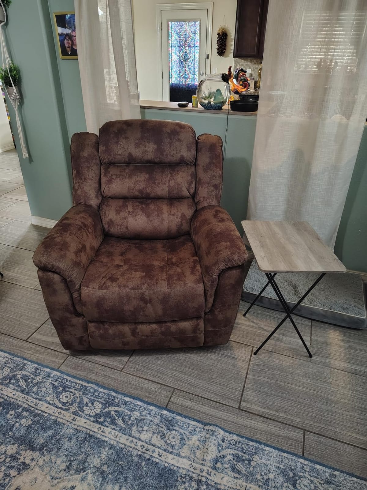 EBELLO Manual Recliner Chair, Soft Fabric Recliner Sofa with Overstuffed Armrest and Backrest for Living Room, Bedroom, Brown customer photo 2
