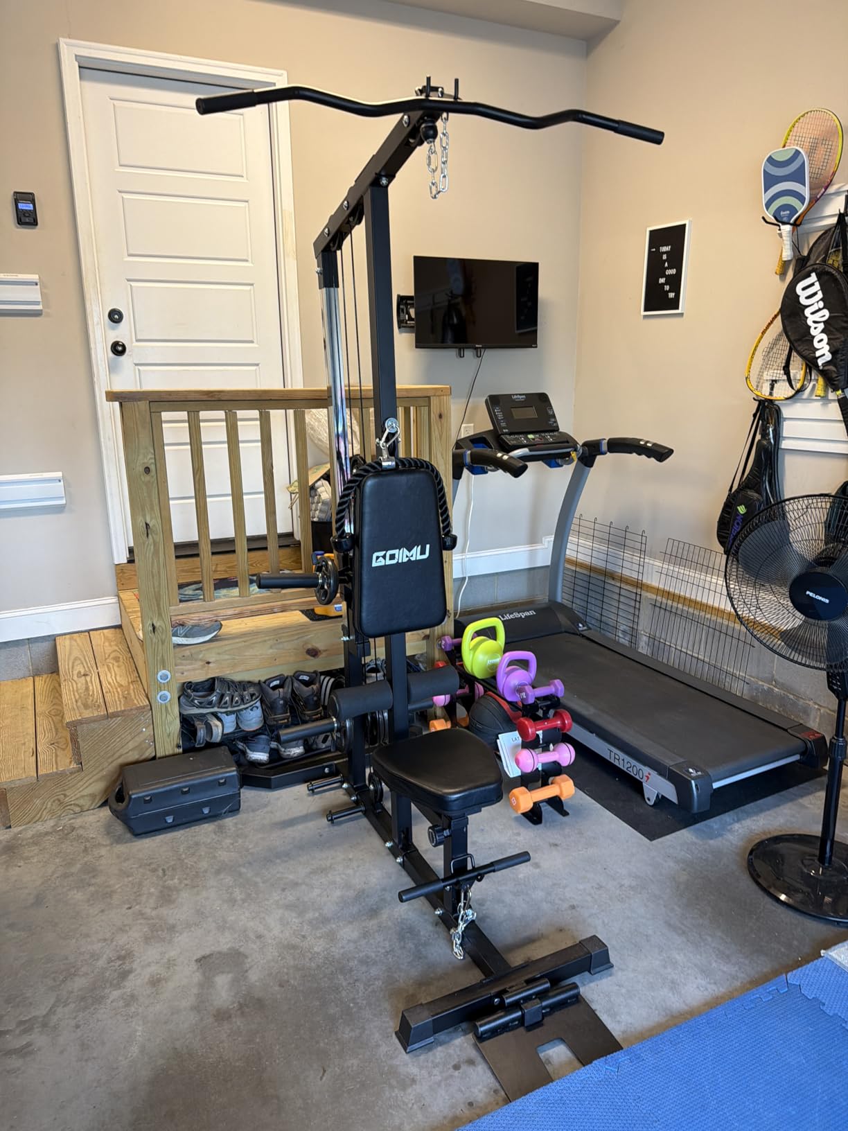 LS01 LAT Pulldown Machine, LAT Row Cable Machine with AB Crunch, LAT Tower with Cable Row Attachments, 3 in 1 Pulley Stations for Home Gym customer photo 1