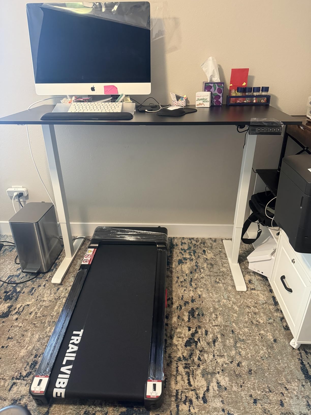 OffiGo 55 Inch L Shaped Electric Standing Desk with Drawers & File Cabinet Sets, Executive Sit Stand Desk, Height Adjustable Computer Desk for Home Office, Writing, Workstation, Walnut+Black customer photo 2