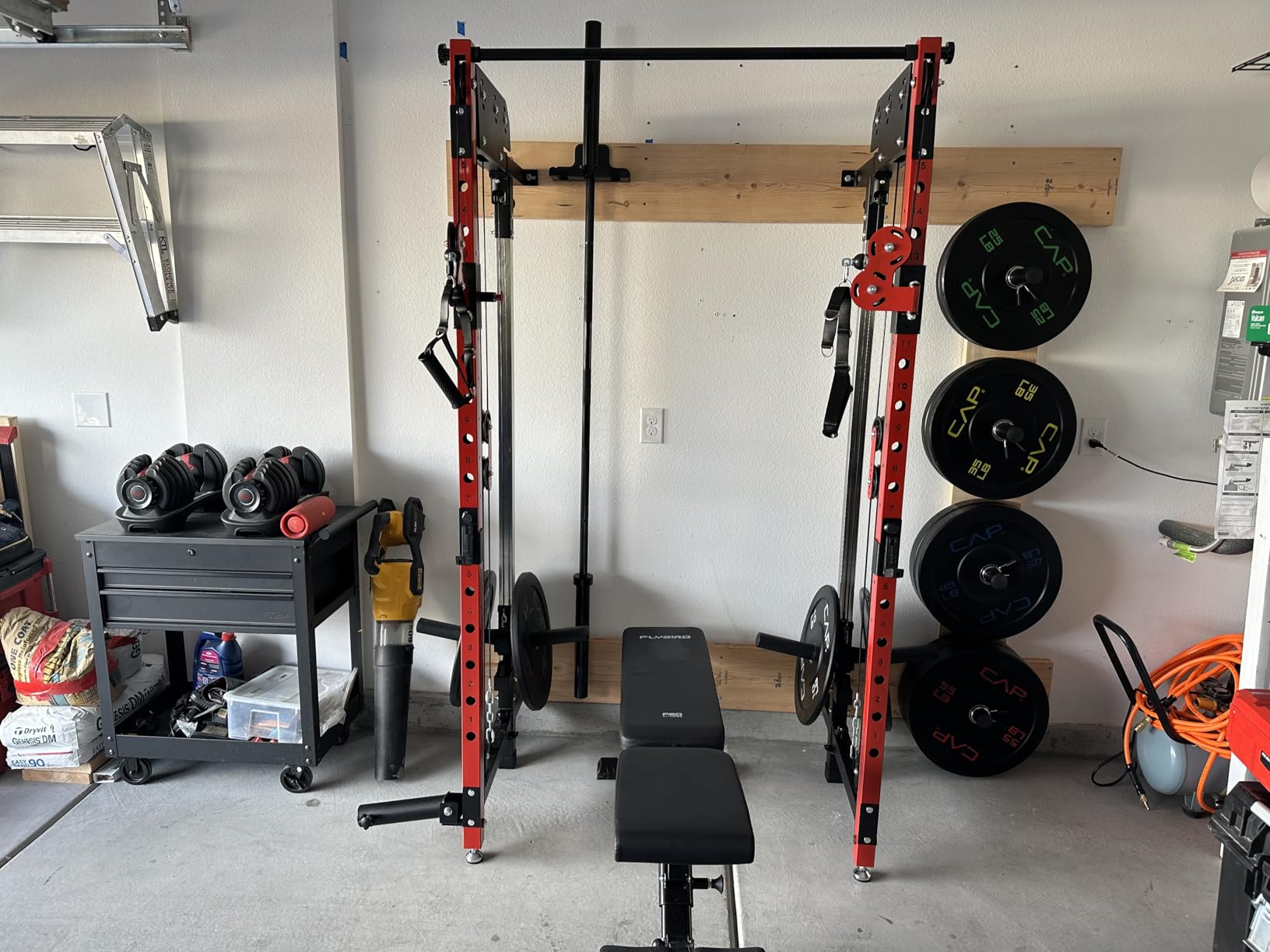 WM3-V4 Folding Squat Rack, Wall Mounted Power Rack with Dual Independent Pulley System, Functional Trainer with 5 Adjustable Function Modes for Space Saving customer photo 1