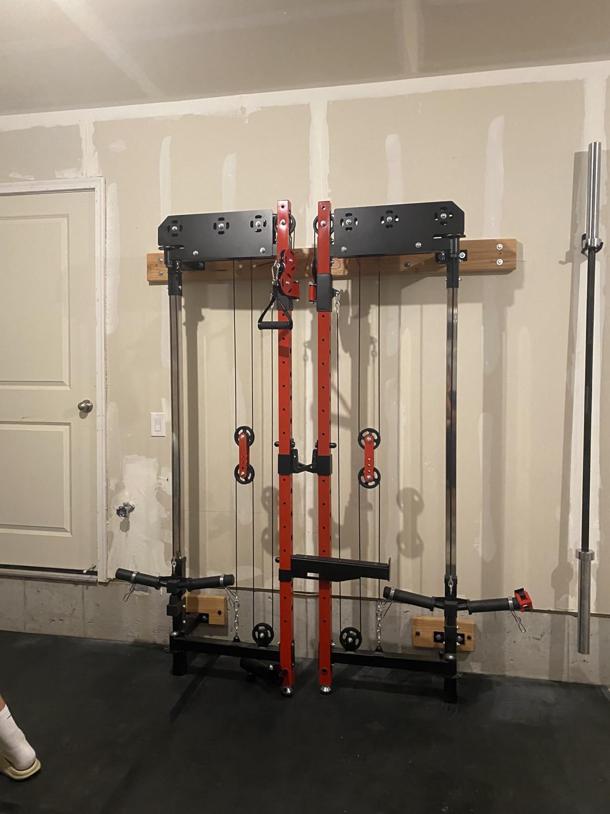 WM3-V4 Folding Squat Rack, Wall Mounted Power Rack with Dual Independent Pulley System, Functional Trainer with 5 Adjustable Function Modes for Space Saving customer photo 2