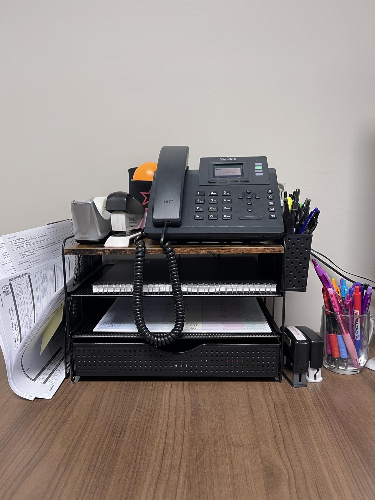 gianotter Wood Desk Organizers and Accessories with File Sorters, 4-Tier Desk Accessories & Workspace Organizers with Drawer and Pen Holder customer photo 1