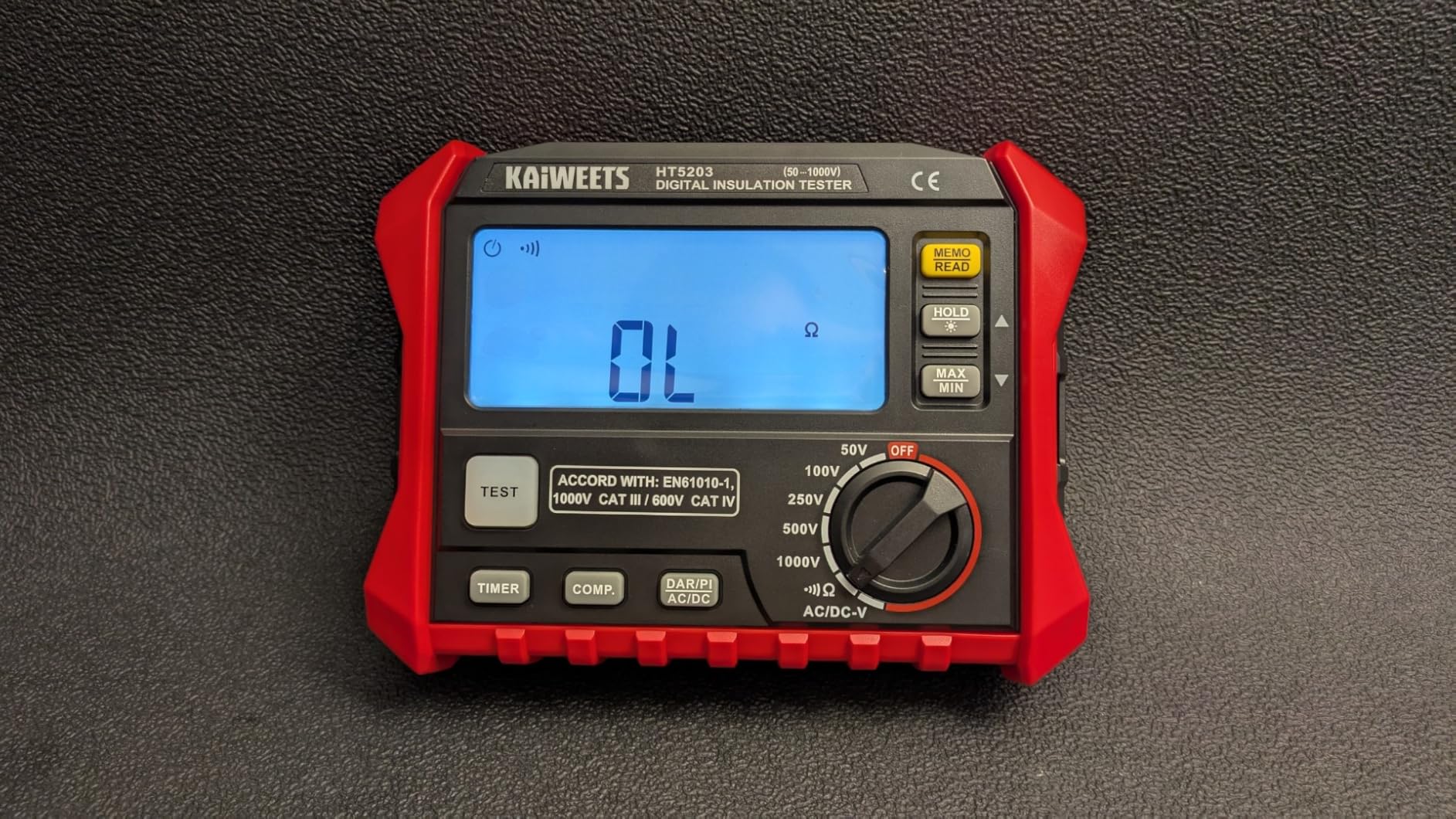 KAIWEETS Megohmmeter Insulation Tester 3MΩ-100GΩ 1000V DAR/PI Pro Ohm Meter | 5 Range AC/DC Volt Test, with Case, Pass/Fall, Threshold Comparison, Large Backlit LCD, Data Hold, for Motor Solar HVAC customer photo 2