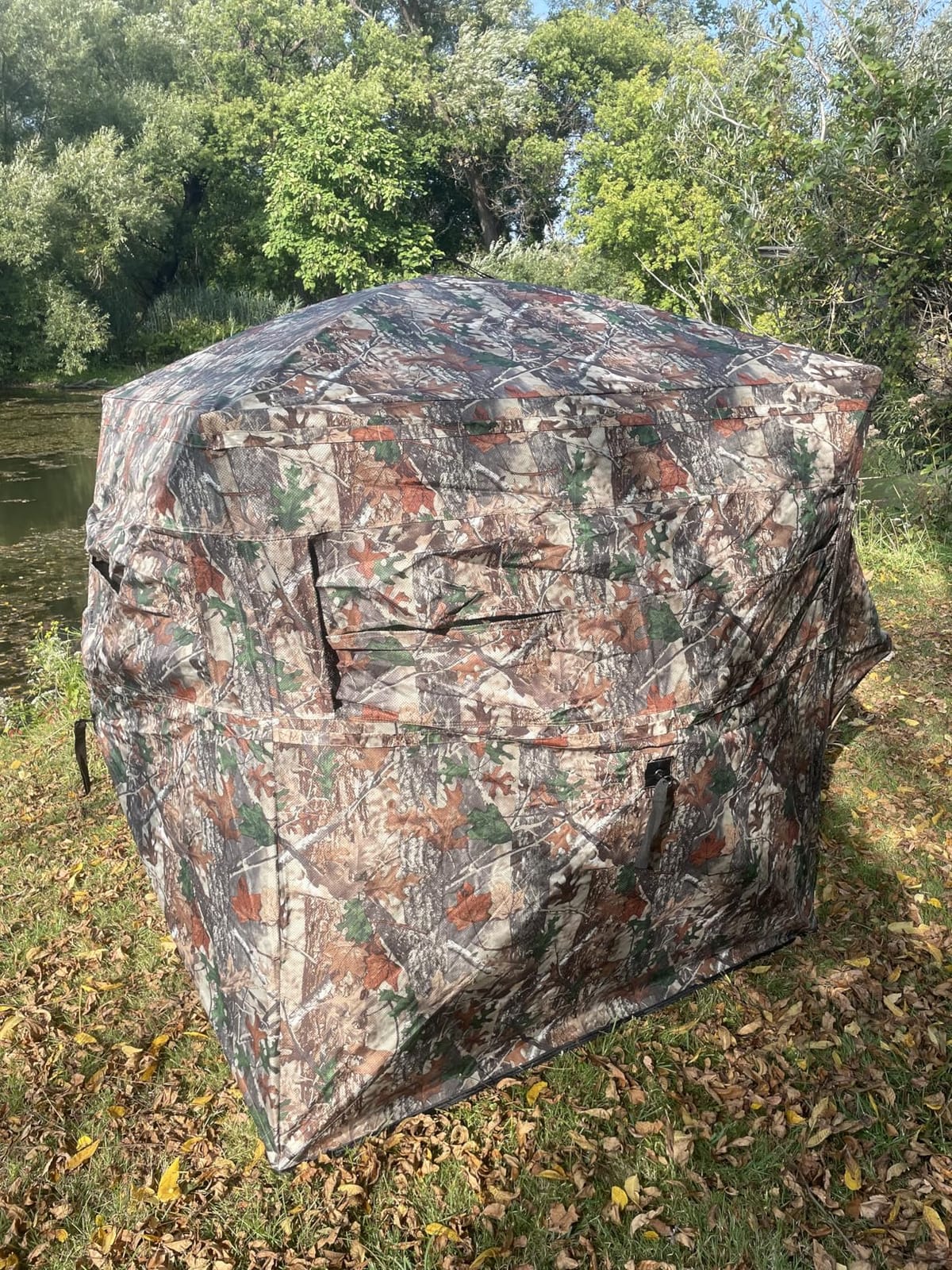 TLC Sport Hunting Blind, 360° See Through Ground Blind for 2-4 Person | Pop-up Design, Silent Sliding Windows, Portable & Concealed, Camouflage Hunting Tent with Carrying bag customer photo 2