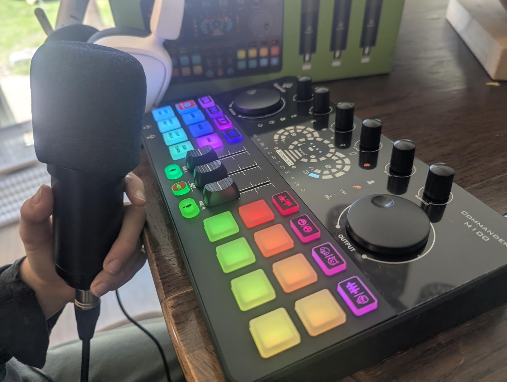 M100 2‑Person Podcast Equipment Bundle, Dual XLR‑3.5 Condenser Mics | Sharp clear studio‑grade vocals with dual pop‑filters for streaming, recording, phone & PC gaming customer photo 1