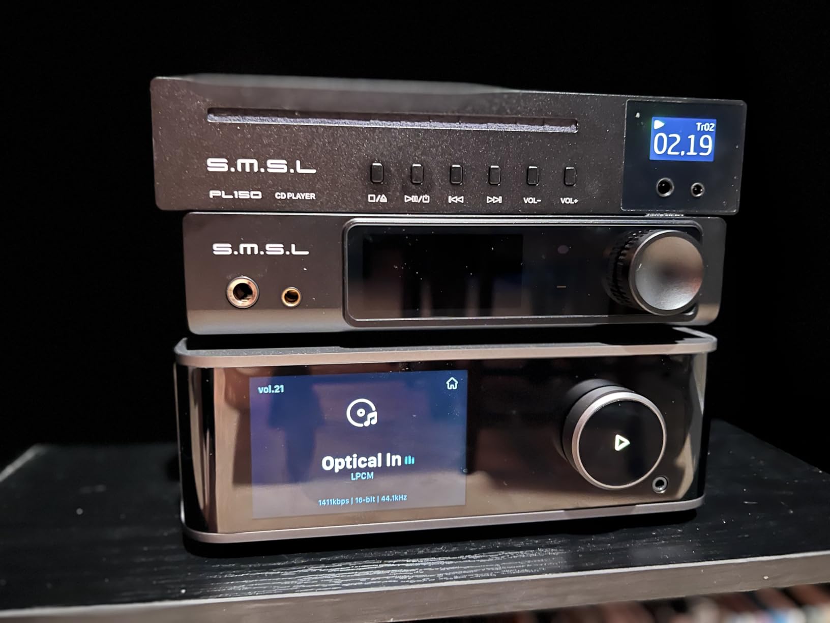 SMSL PL150 CD Player High Power CS43198 D/A chip, Standard/MQA-CD/HDCD CDs, with RCA/3.5mm & 4.4mm Headphone/Optical/Coaxial Output, for Vehicle/Laptop/TV/PC, CD Player Amp with Remote Control (Black) customer photo 2