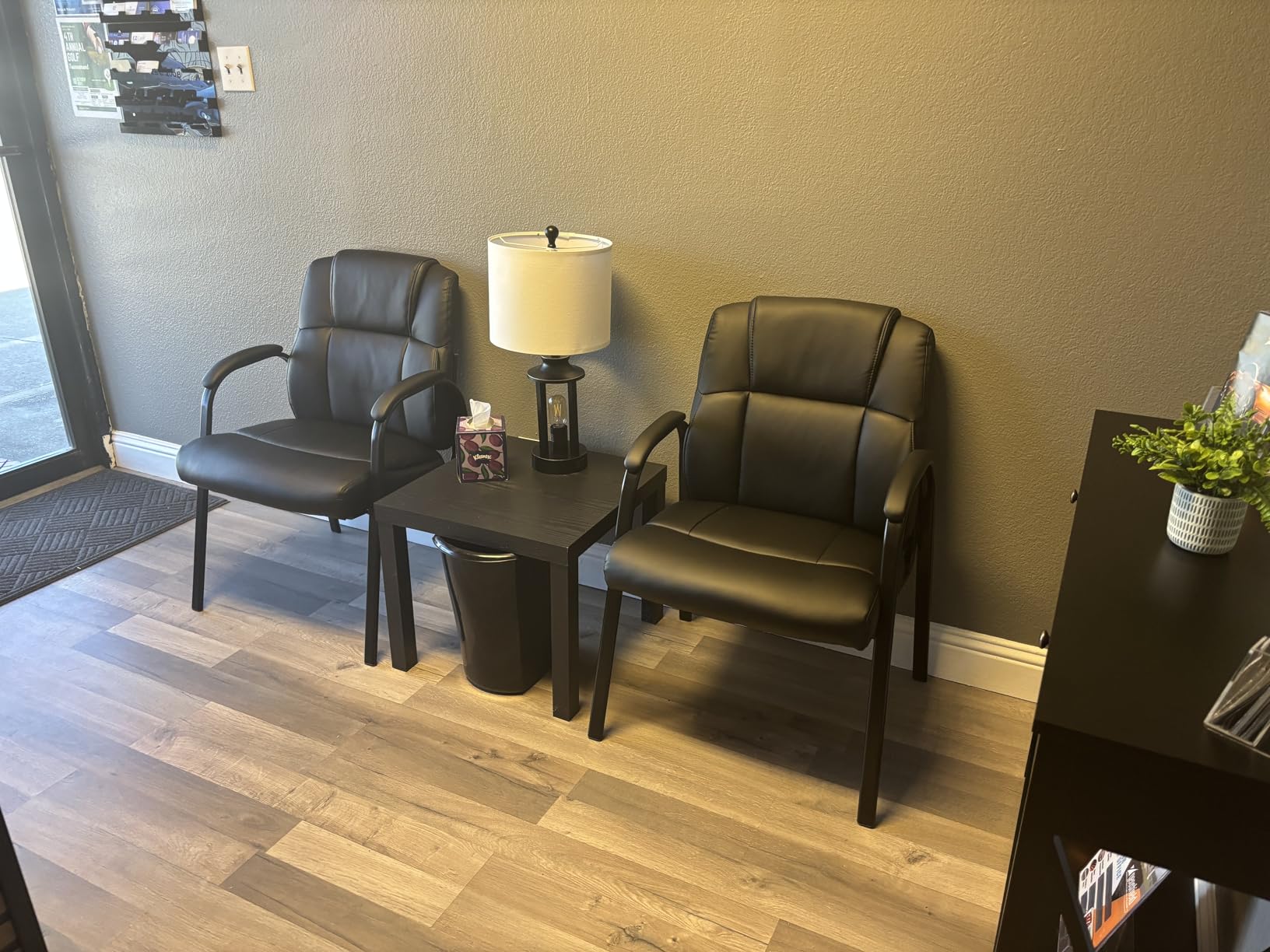 Sweetcrispy Waiting Room Chairs Set of 2, Executive Office Guest Chairs | PU Leather, Padded Arms, Big and Tall, No Wheels Stationary customer photo 1