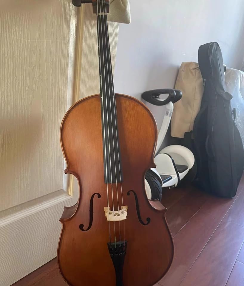 Full Size Cello Kit, Acoustic Cello Instrument for Adults, Students, Beginners, Complete Cello 4/4 Set with Portable Bag, Bow, Rosin, Natural Color customer photo 1
