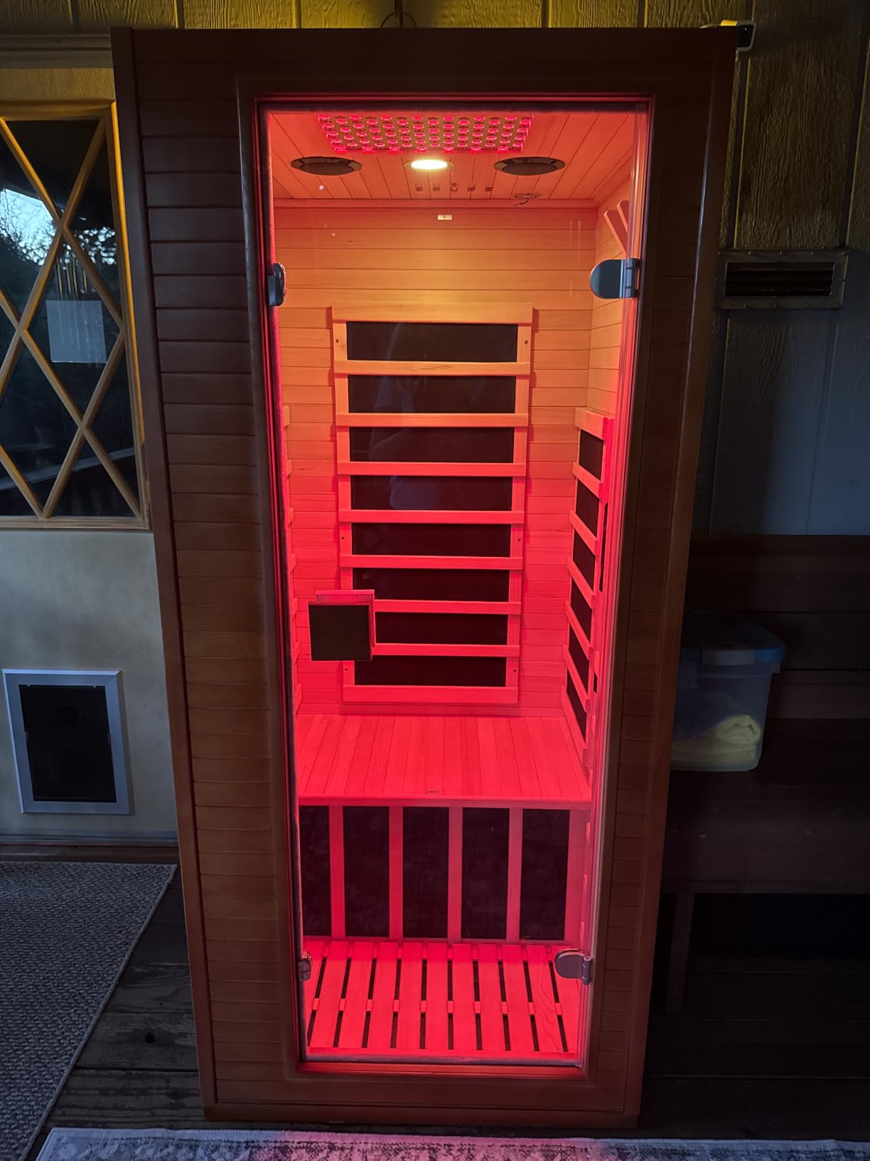Real Relax Infrared Home Sauna, 1 Person Far Infrared Saunas for Home, Canadian Hemlock Wooden Indoor Sauna Room with LCD Control Panel, Bluetooth Speakers customer photo 1
