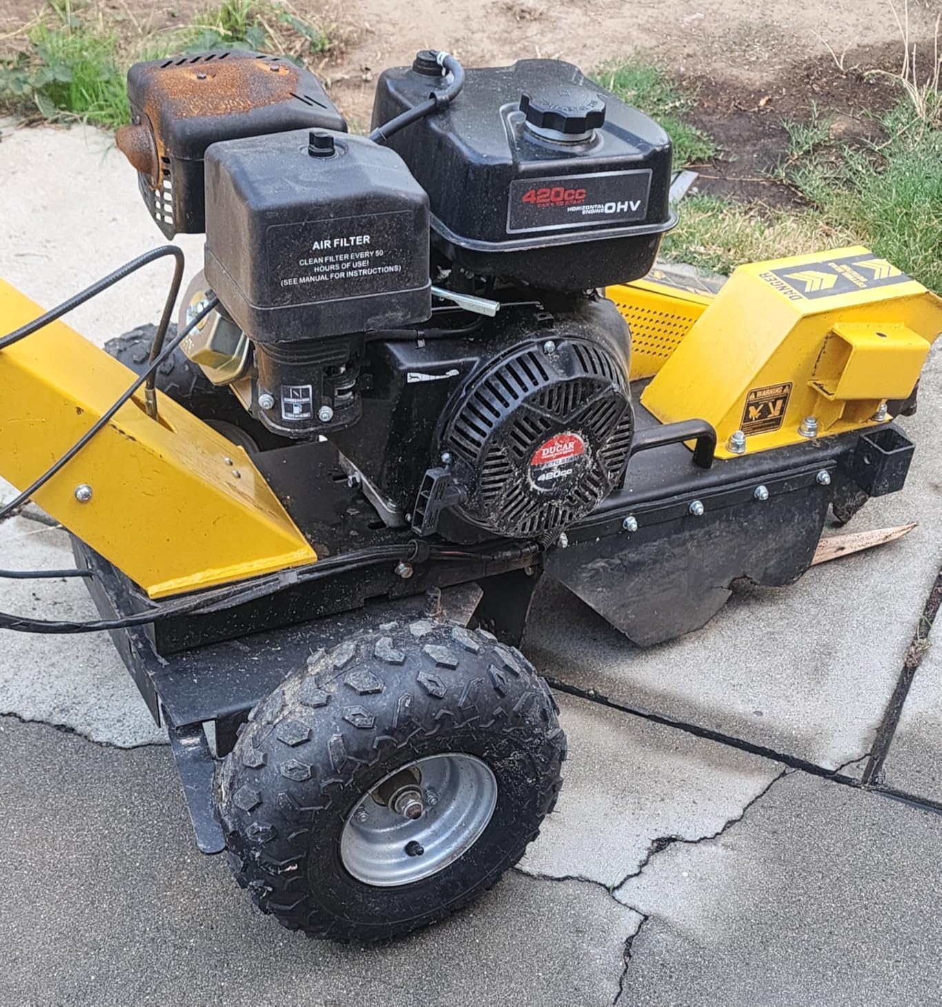 MechMaxx 15 inch Kohler 429cc 14HP Electric Start Gasoline Engine StumpGrinder with Tow Bar,12pcs Alloy Teeth, 15'' Cutting Height and 10'' Cutting Depth,Two Wheel Brake System, SG380 Yellow customer photo 2
