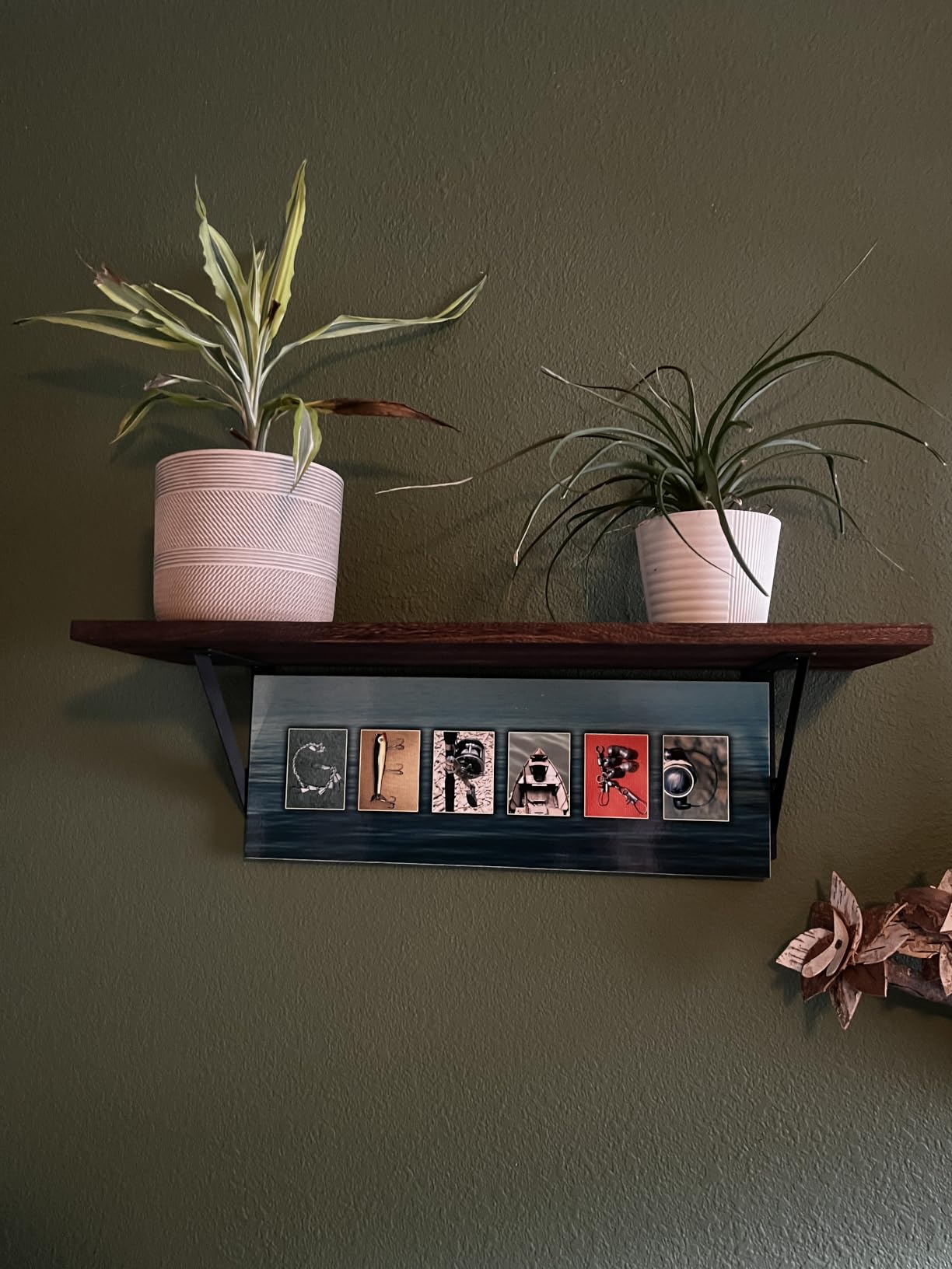 Forbena Walnut Brown Wall Bookshelf for Bedroom, Wooden Floating Book Shelves for Office, Small Wall Shelving Unit for Living Room Nursery Kitchen Bathroom Kids Room customer photo 2