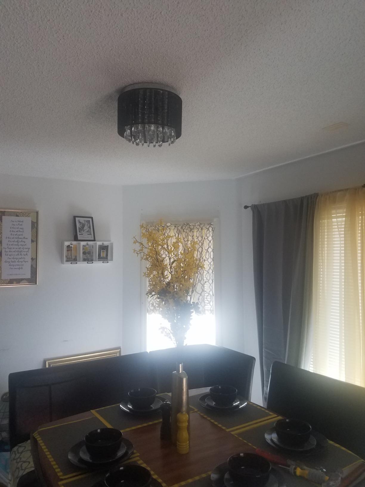 Large White Crystal Chandelier Flush Mount, 4-Light Handmade Cotton Shade Ceiling Light with Premium Crystal Droplets, Chrome Canopy Bedroom Chandelier for Girls Room, Nursery, Closet, Stairwell customer photo 2