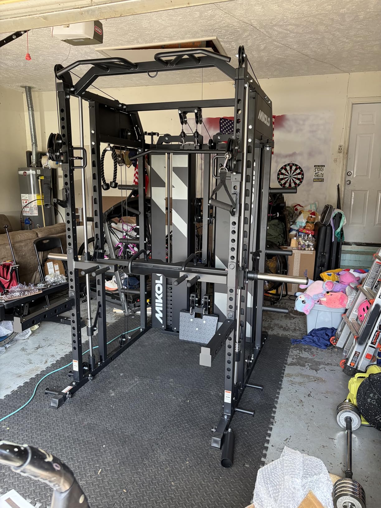 Mikolo Smith Machine with Weight Stack, Power Cage Home Gym System with LAT Pulldown & Cable Crossover, Multi-Functional Trainer with Dual Pulley System, Includes 10+ Free Attachments customer photo 1
